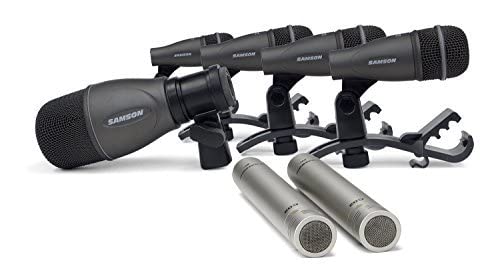 Samson DK707 7-Piece Professional Drum Microphone Kit with 2 Adjustable Boom Stands - Includes Telescoping Boom, Low-Profile Mic Stand & 7 Premium XLR Cables - Perfect for Live Performances, Studio Recording & Drum Set Miking