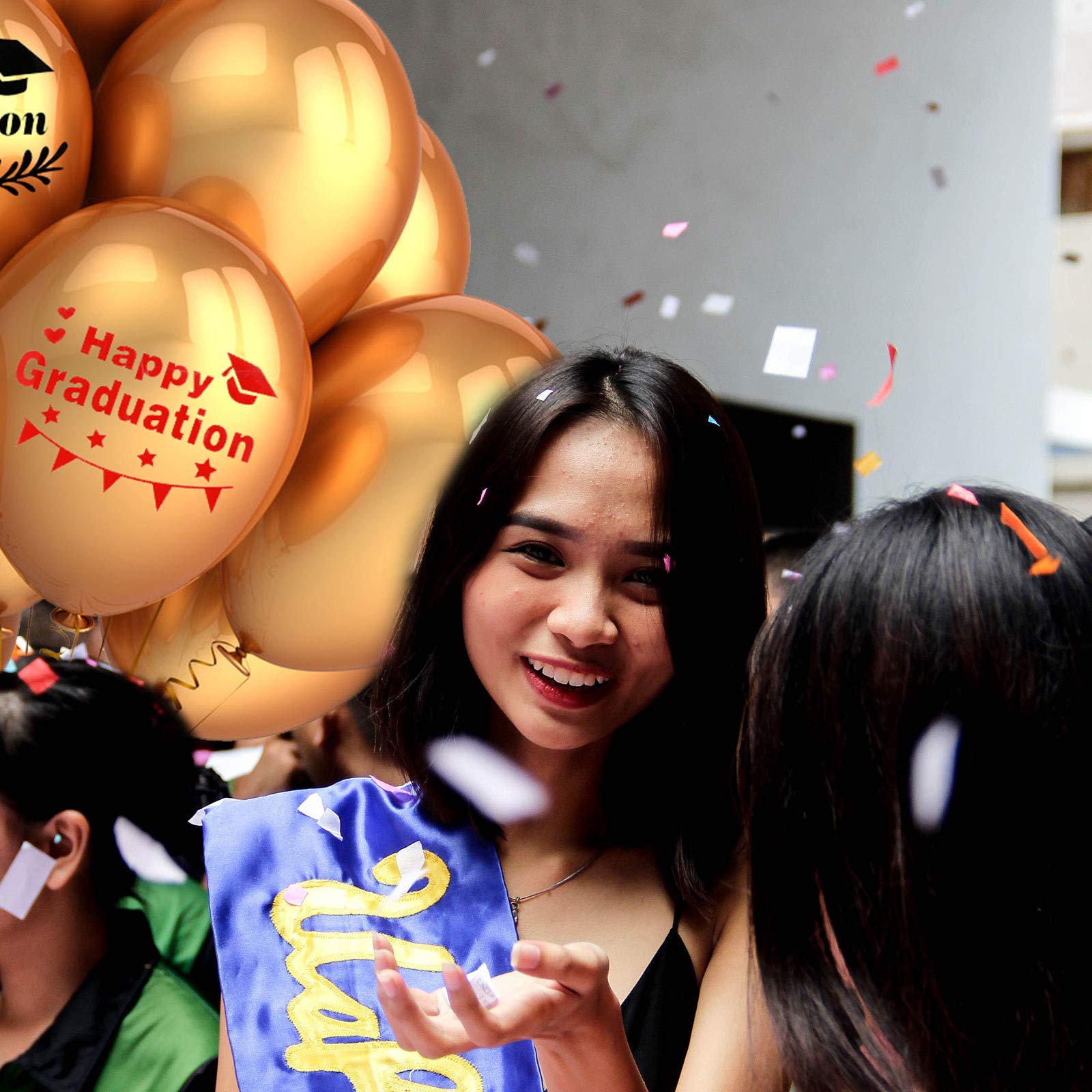 LUOZZY 9-Piece Class of 2025 Graduation Balloon Decor Set - Gold & Black Congrats Grad Stickers, Foil Balloons for 2025 Graduation Party Decorations - Perfect for High School & College Commencement Celebrations