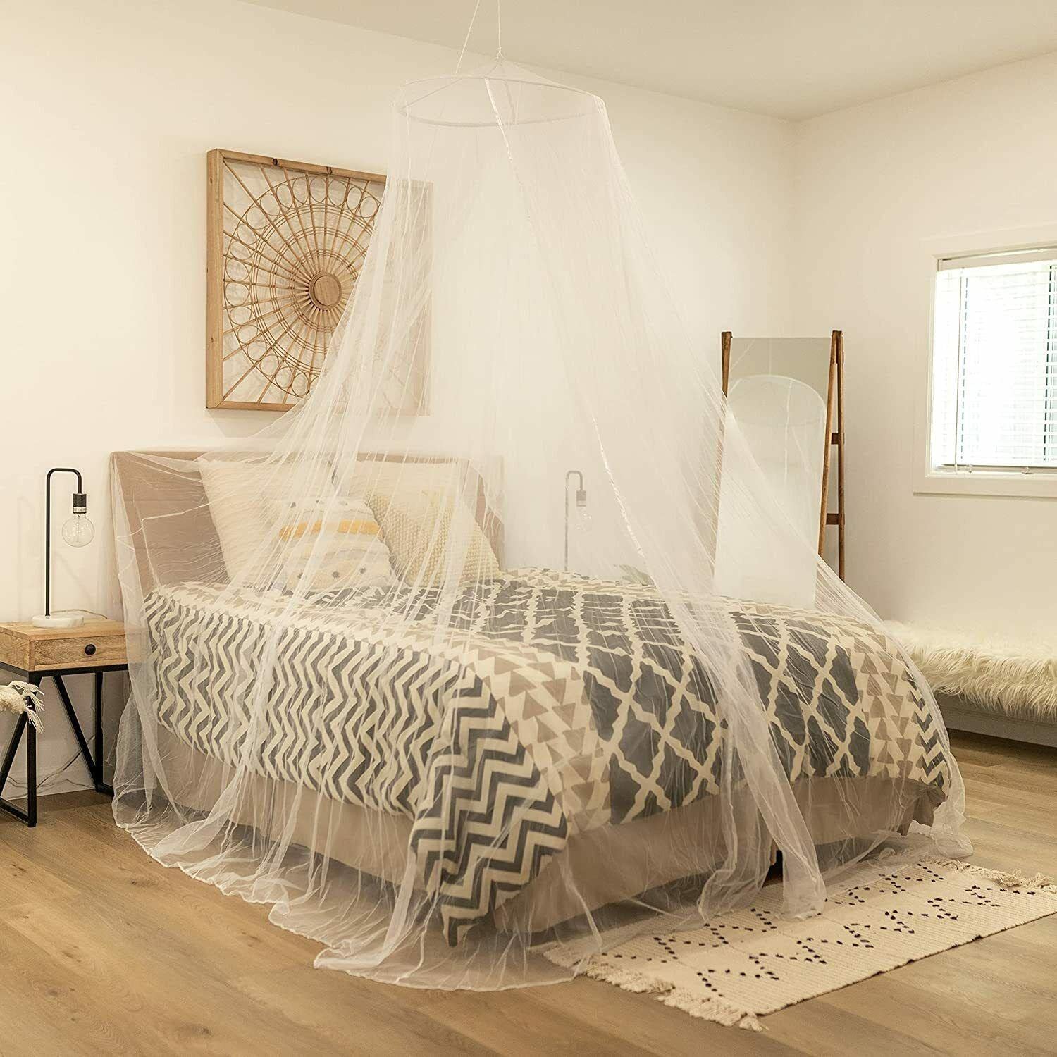 Elegant Lace Princess Round Dome Bed Canopy - Popel Bed Mosquito Netting Mesh for Cozy Sleeping Comfort | Perfect for Bedroom Decor, Girls' Room, and Romantic Nights