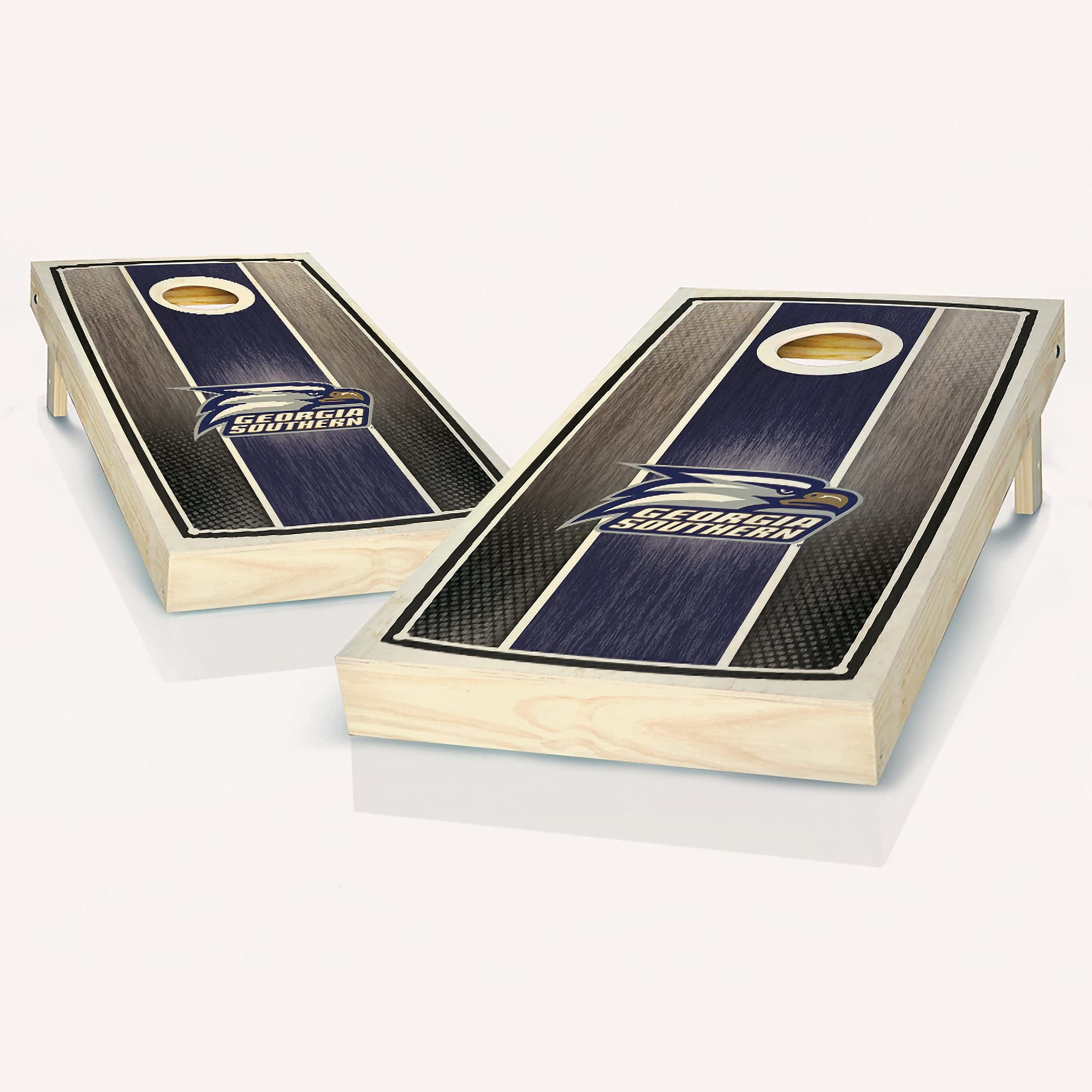 Georgia Southern Stained Striped Cornhole Game Set - 2 Wooden Boards & 8 Bean Bags for Outdoor Tailgating, Backyard Parties, and BBQ Games - Premium Cornhole Set with Carrying Case