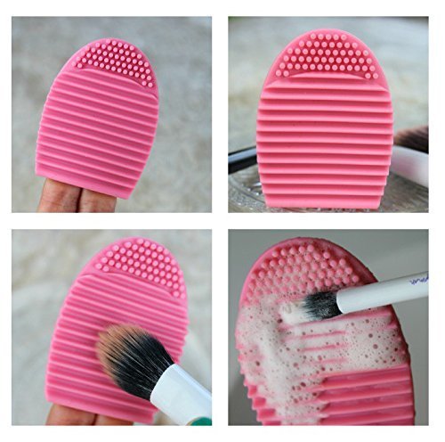 COSLUXE Silicone Makeup Brush Cleaning Mat - Egg Shaped Cosmetic Brush Scrubber & Washing Tool for Professional & Home Use - Portable Beauty Accessory for Sink, Countertop or Travel (1 Piece)
