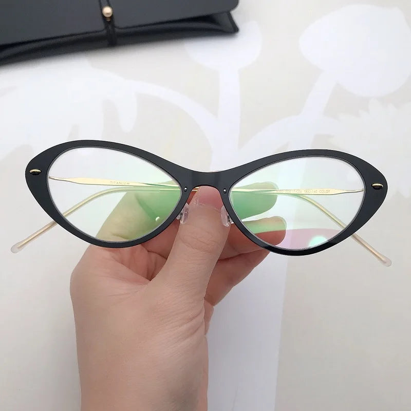 Aimee Women's Full Rim Cat Eye Titanium Acetate Eyeglasses 6550 - Stylish & Lightweight Reading Glasses for Work, Office & Everyday Use