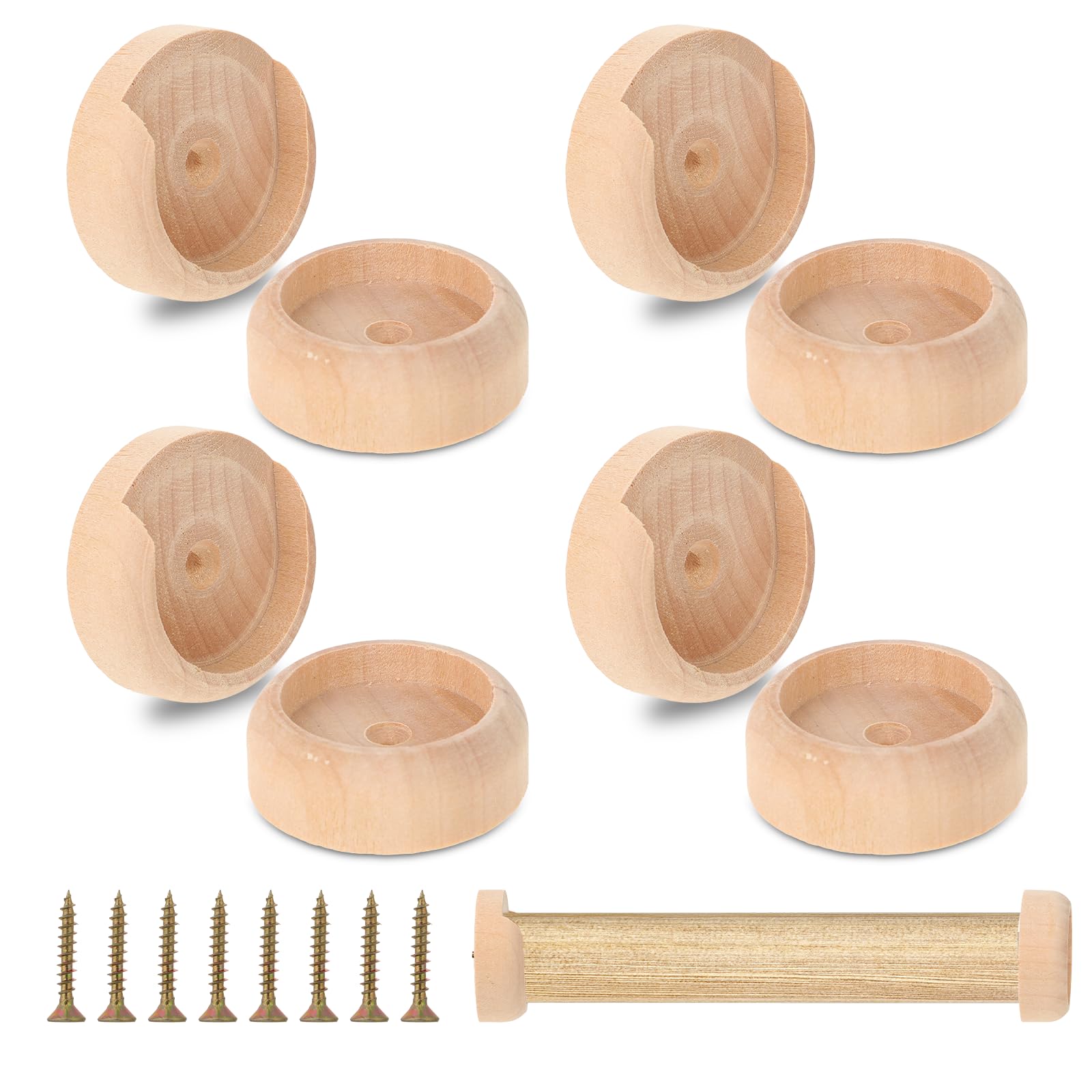 Heavy Duty Wooden Closet Rod Holders 4 Pack - 1-3/8