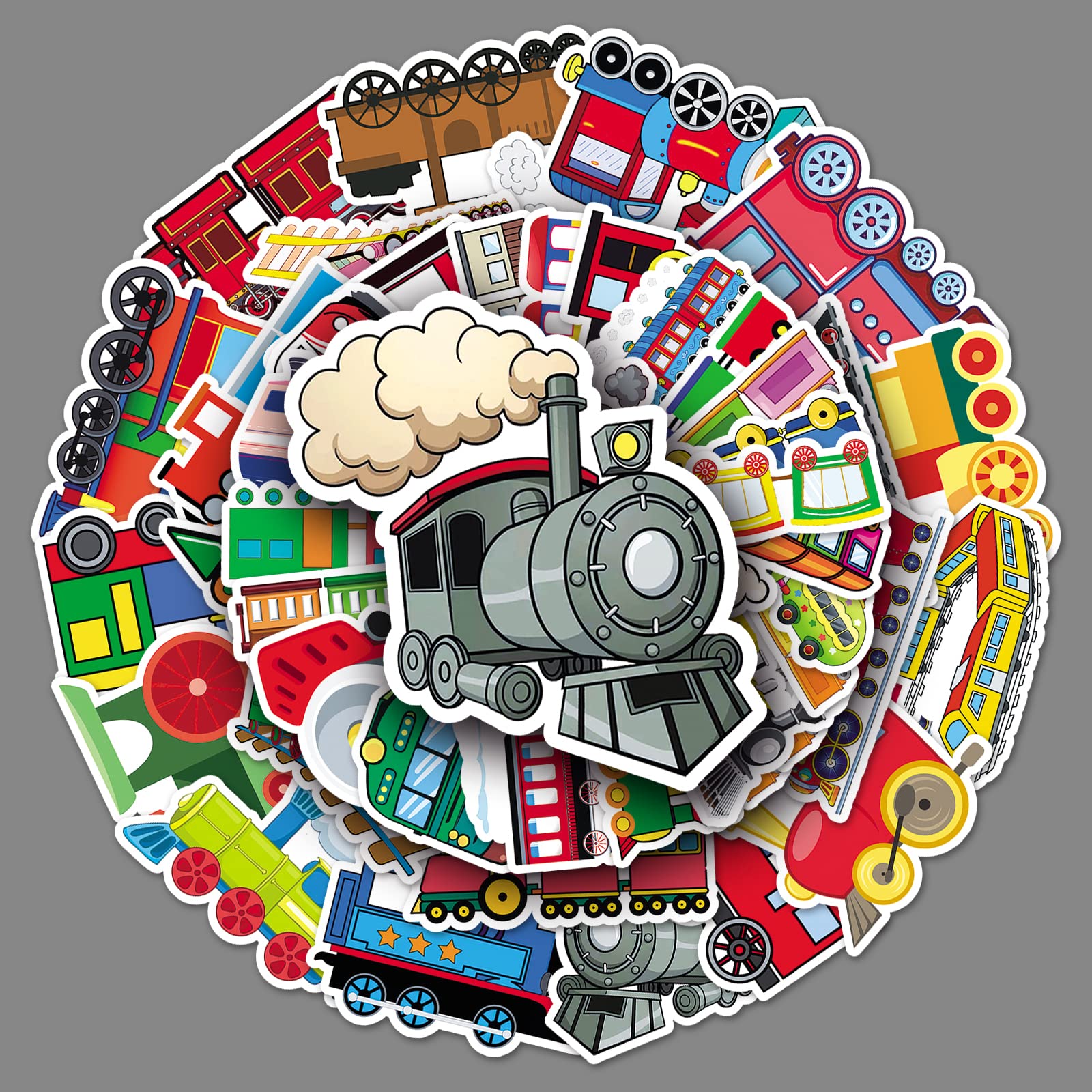 100 Pcs Waterproof Train Stickers - Durable Vinyl Decals for Water Bottles, Laptops, Notebooks, Luggage & More | Perfect for Train-Themed Parties, DIY Scrapbooking & Kids' Room Decor