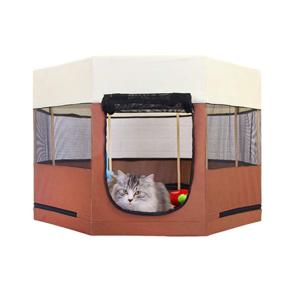 Portable Foldable Large Dog Crate with Zippered Door - Waterproof Oxford Cloth Pet Playpen for Dogs & Cats - Indoor/Outdoor Travel Tent, Home Kennel & Yard Fence (Coffee) - Perfect for Camping, Road Trips & Backyard Playtime