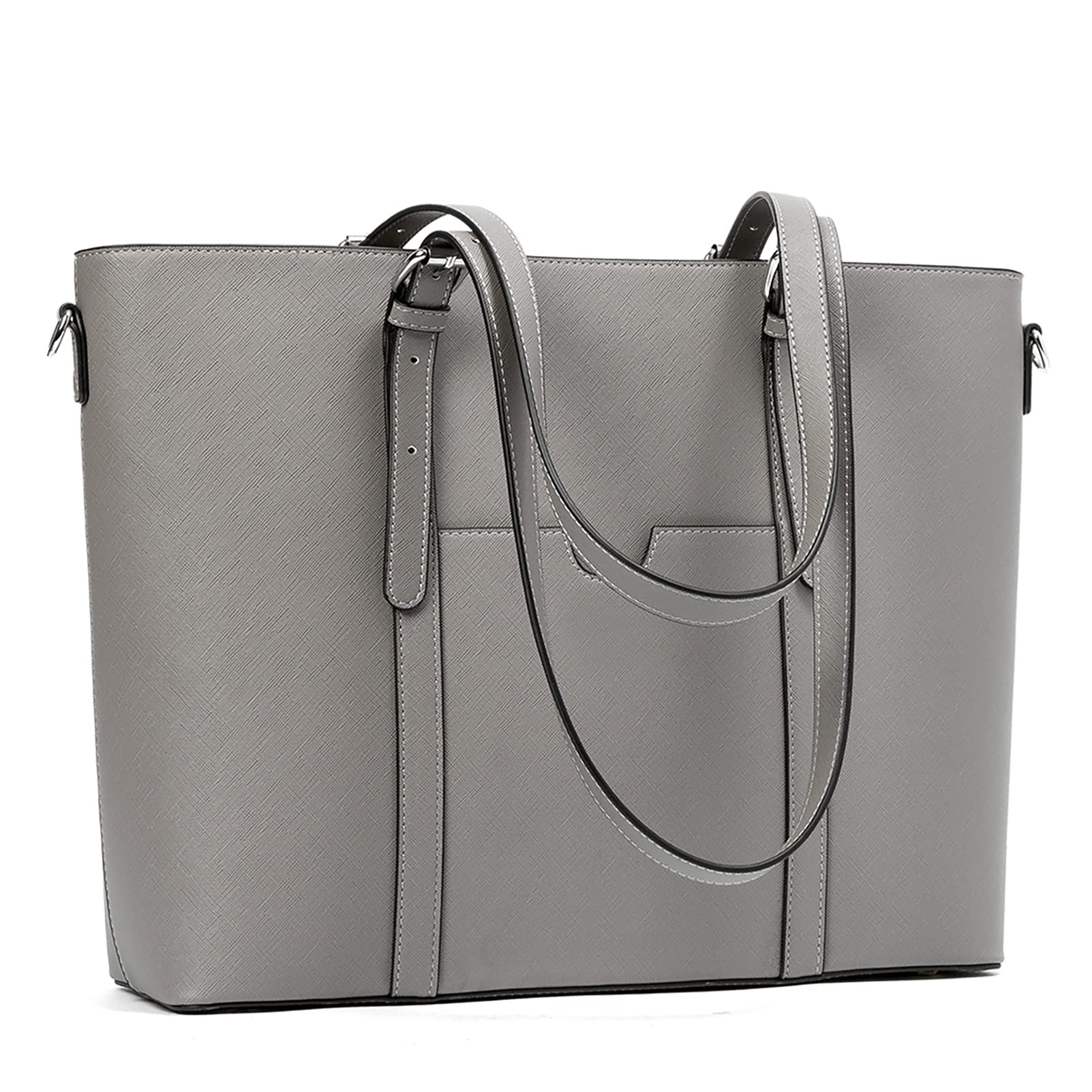 BROMEN Vintage Leather Laptop Tote Bag for Women - 15.6 Inch Work Briefcase Shoulder Purse - Perfect for Office, Business Meetings & Professional Commuting