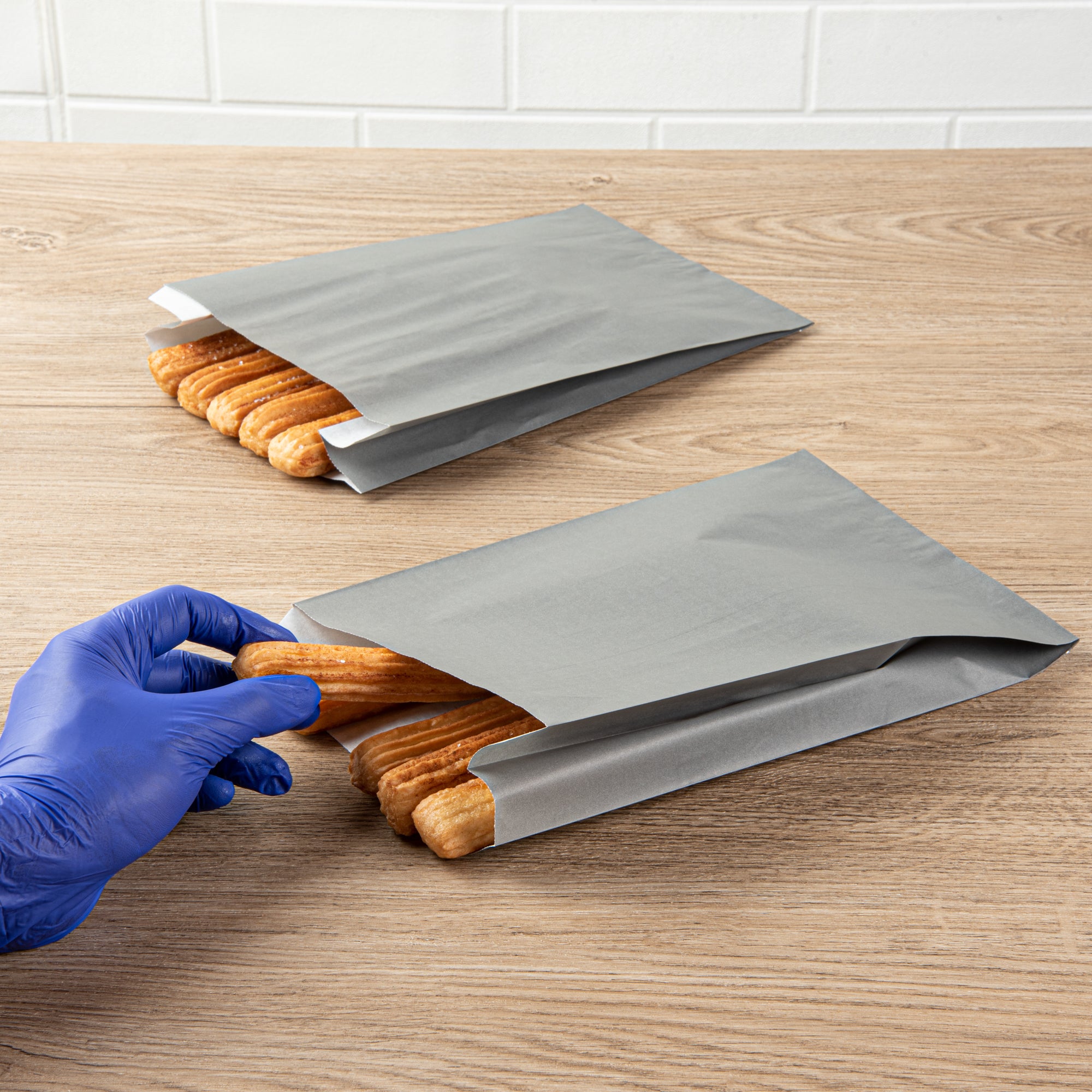Eco-Friendly Gray Paper French Fry & Snack Bags - 7x3x11 Inches (100 Count) - Perfect for Restaurants, Food Trucks & Party Snacks