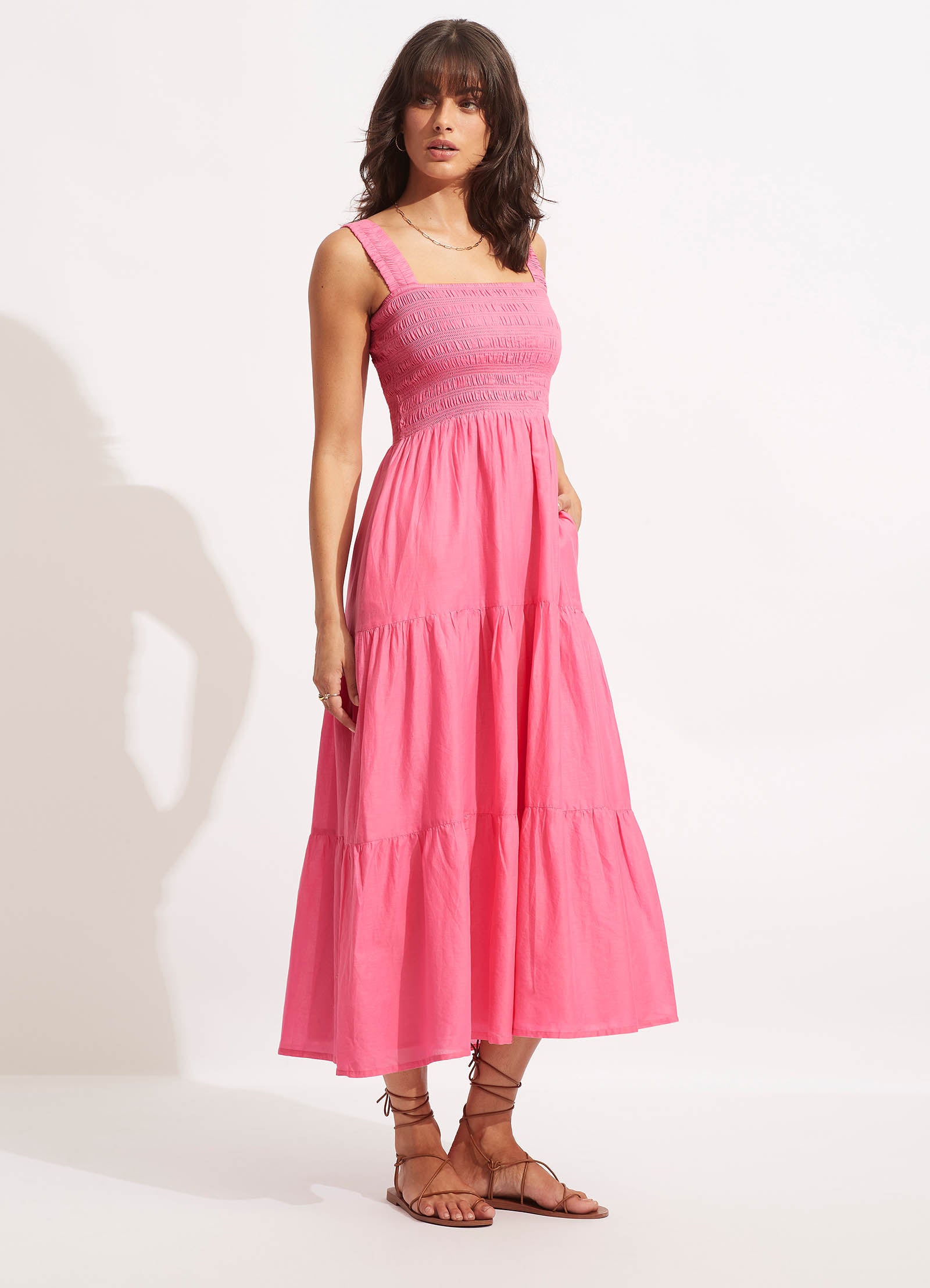 Faithful Midi Dress in Pink - Elegant Floral Summer Dress for Women | Perfect for Weddings, Parties & Date Nights