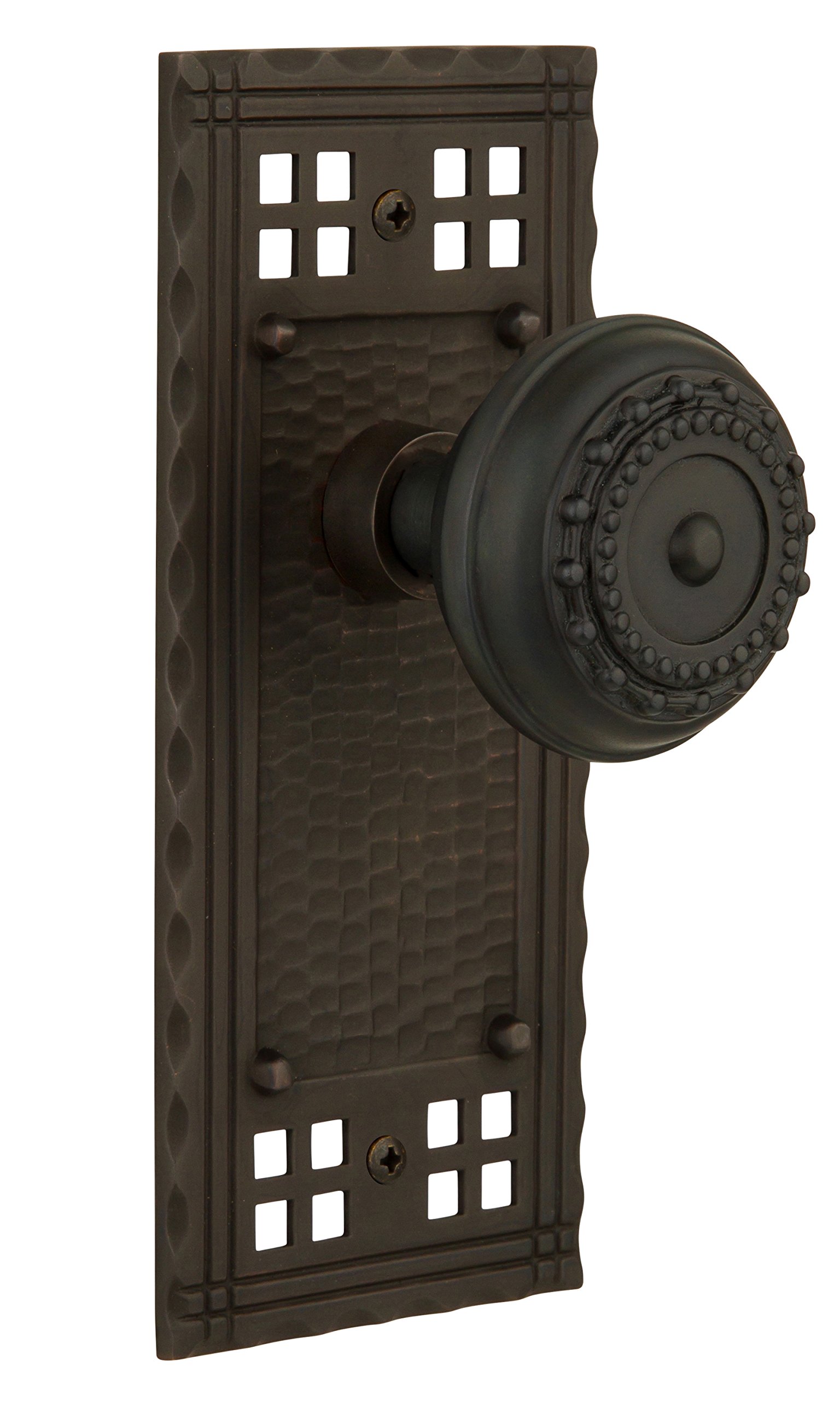 Nostalgic Warehouse Craftsman Plate with Meadows Knob - Double Dummy Door Plate Set in Oil-Rubbed Bronze Finish | Vintage Style Home Decor for Bedroom, Bathroom & Interior Doors