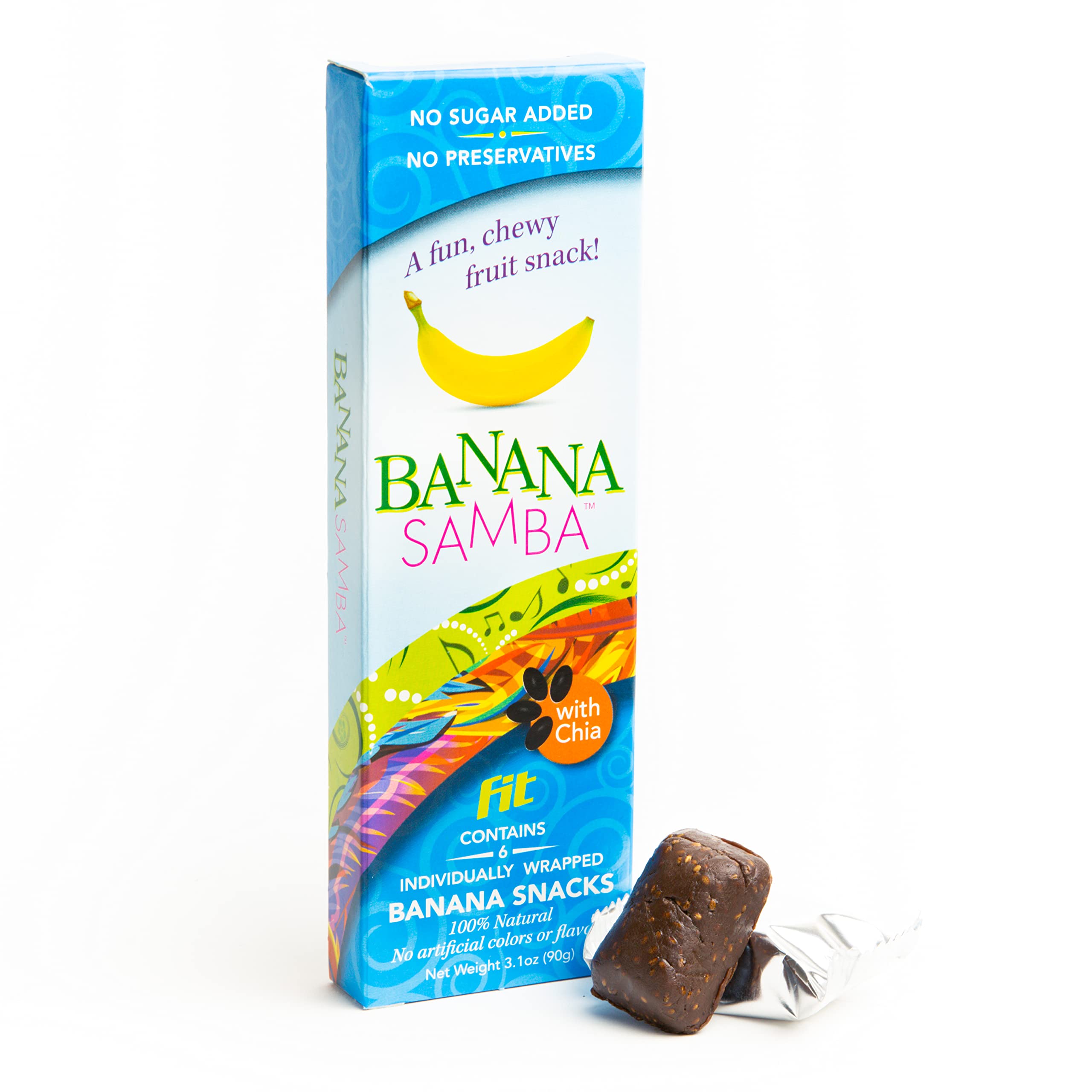 Banana Samba Fit Snacks with Chia Seeds - Healthy Chewy Fruit Bites for On-the-Go Energy