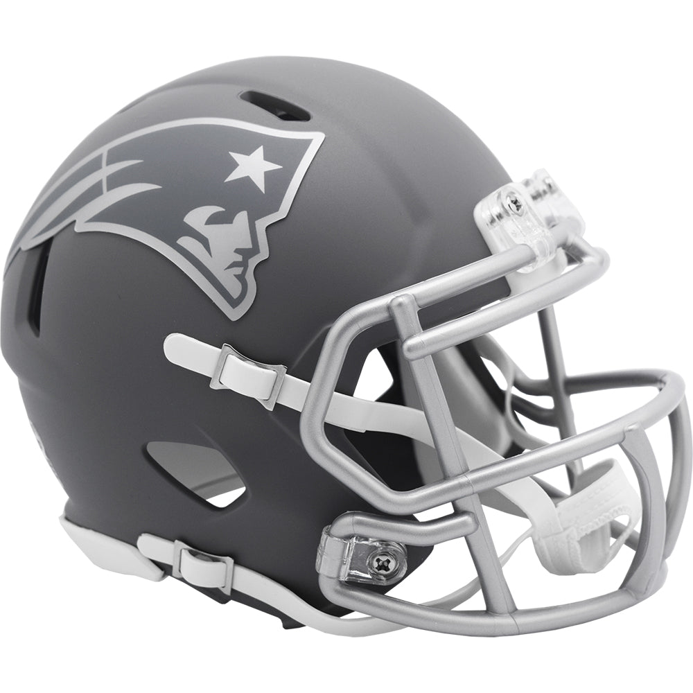 New England Patriots SLATE Mini Speed Football Helmet - Collectible NFL Replica for Fans, Home Decor, and Sports Memorabilia Display