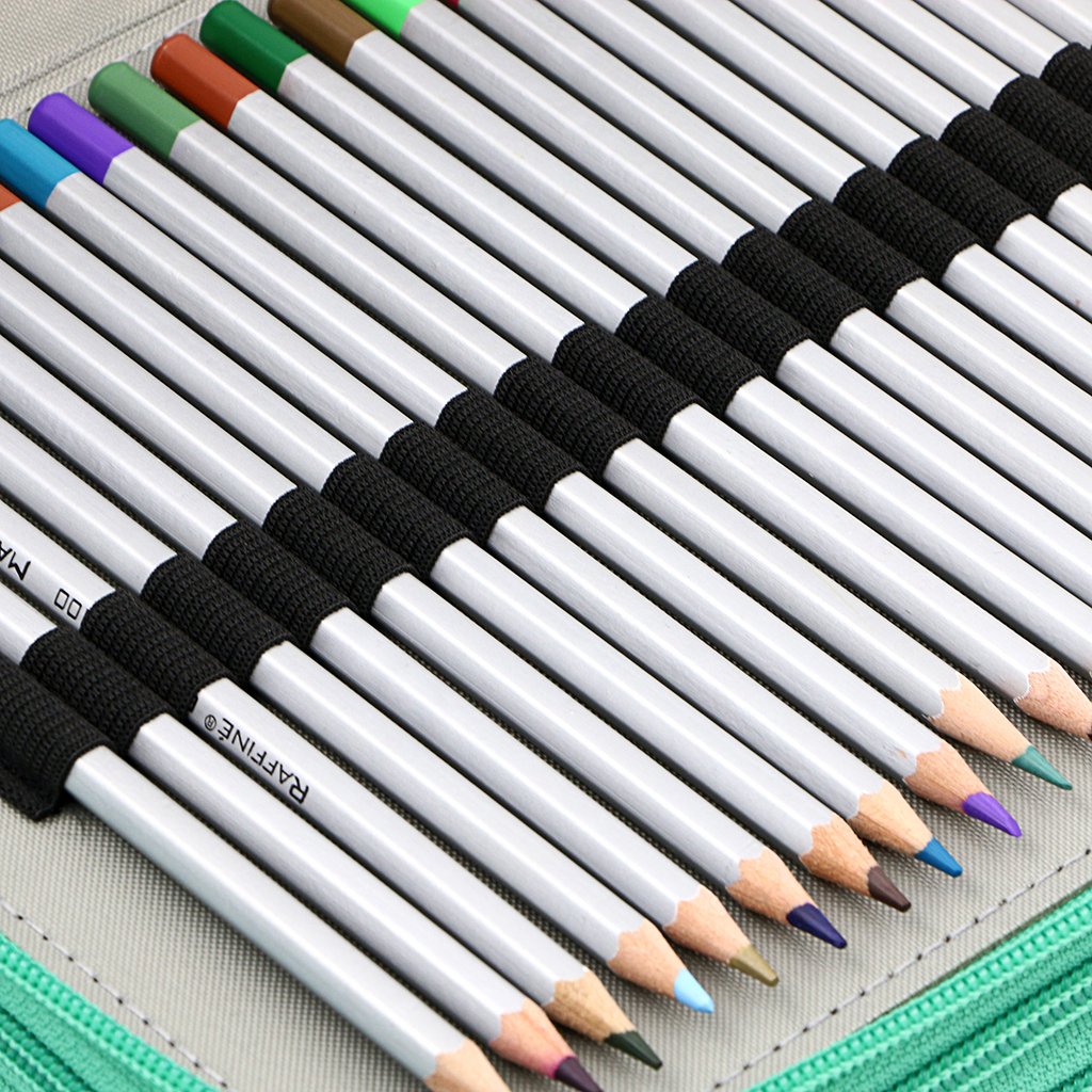BTSKY Deluxe PU Leather Pencil Case for Colored Pencils - 120 Slot Large Capacity Artist Pencil Holder with Handle Strap, Portable Art Supply Organizer for School, Office & Travel (Green)