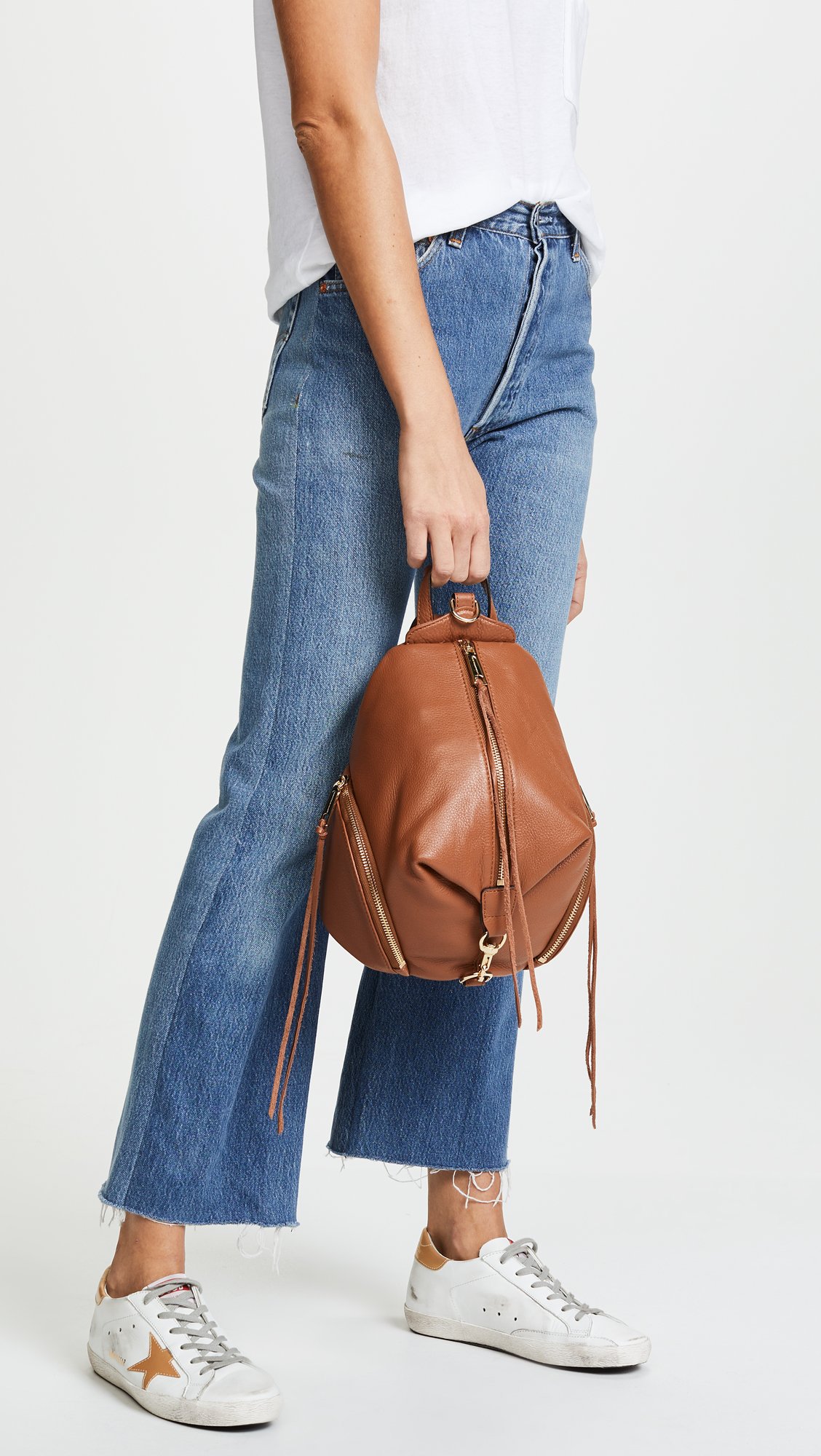 Rebecca Minkoff Medium Julian Backpack in Almond - Stylish Leather Laptop Backpack for Women, Perfect for Work, Travel & College