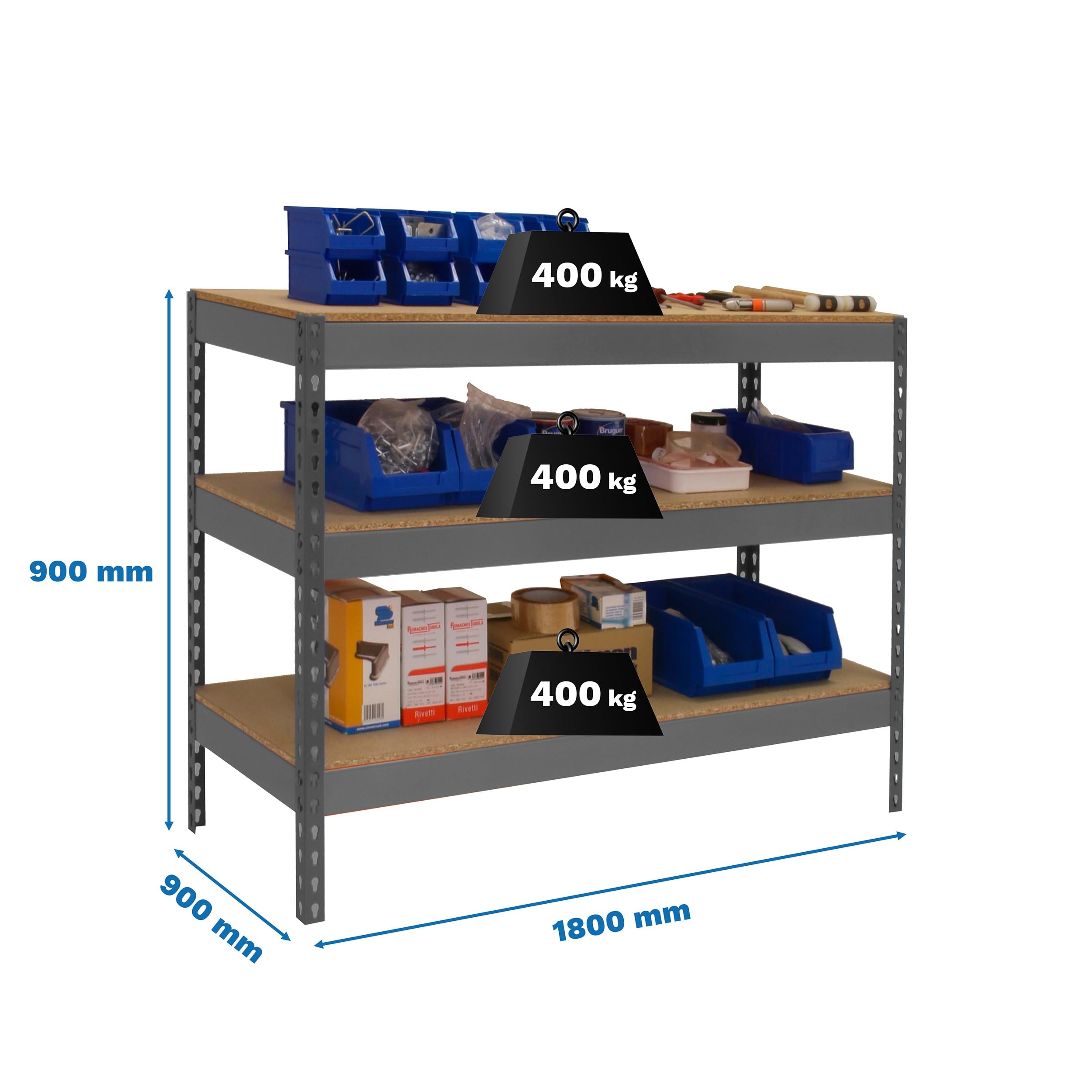 Simon Workbench 900x1800mm, 400kg Load, 3 Height Adjustable - DIY & Workshop Use