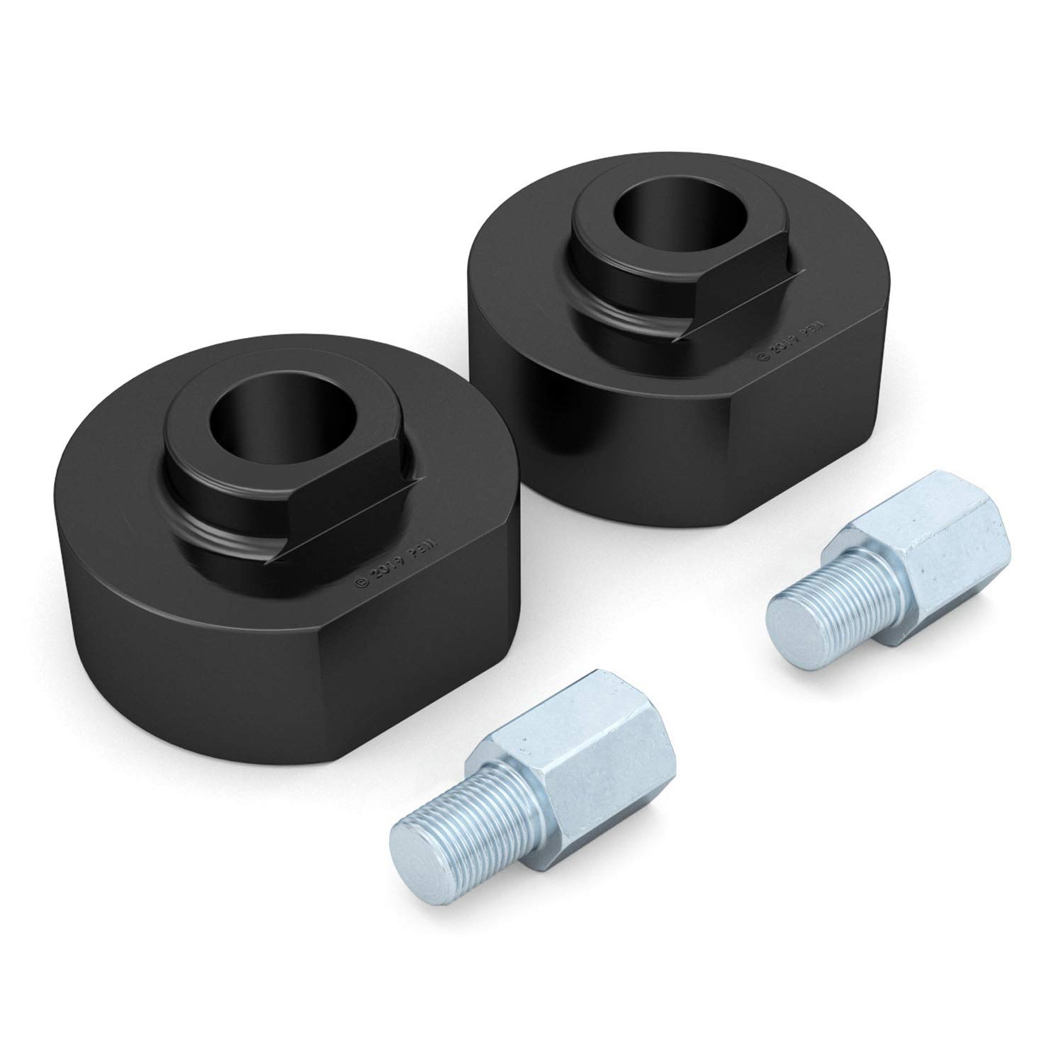 2 Inch Front Leveling Kit for Ford F150 F-150 (1981-1996), Bronco (1981-1996), Ranger (1983-1996) & Explorer (1991-1994) - 4WD Suspension Lift Strut Spacer - Black Aluminum Off-Road Leveling Kit for Improved Ground Clearance & Towing
