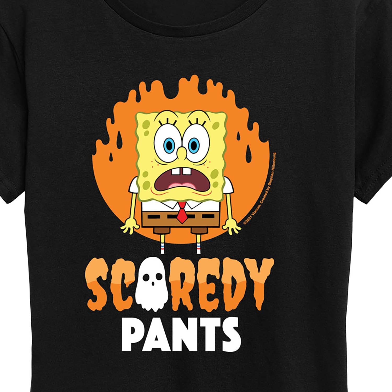 Spongebob Squarepants Scaredy Pants Women's Short Sleeve Graphic T-Shirt | Funny Cartoon Tee | Casual Wear & Gift for Fans