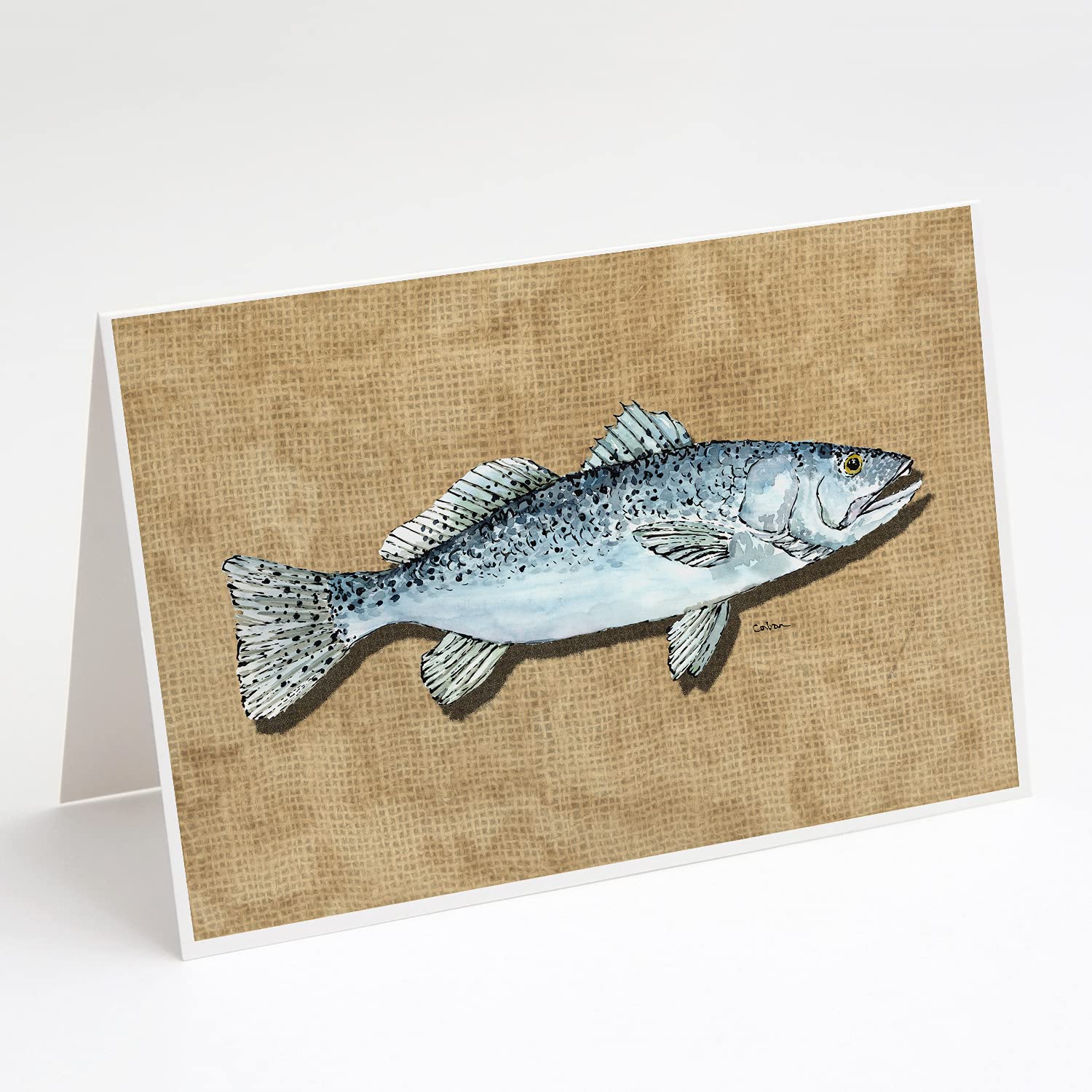 Speckled Trout Greeting Cards & Envelopes Set - 8 Blank A7 Note Cards (5x7 Inches) for Birthday, Thank You & Holiday Wishes | Whimsical Fish Design | Caroline's Treasures 8809GCA7P
