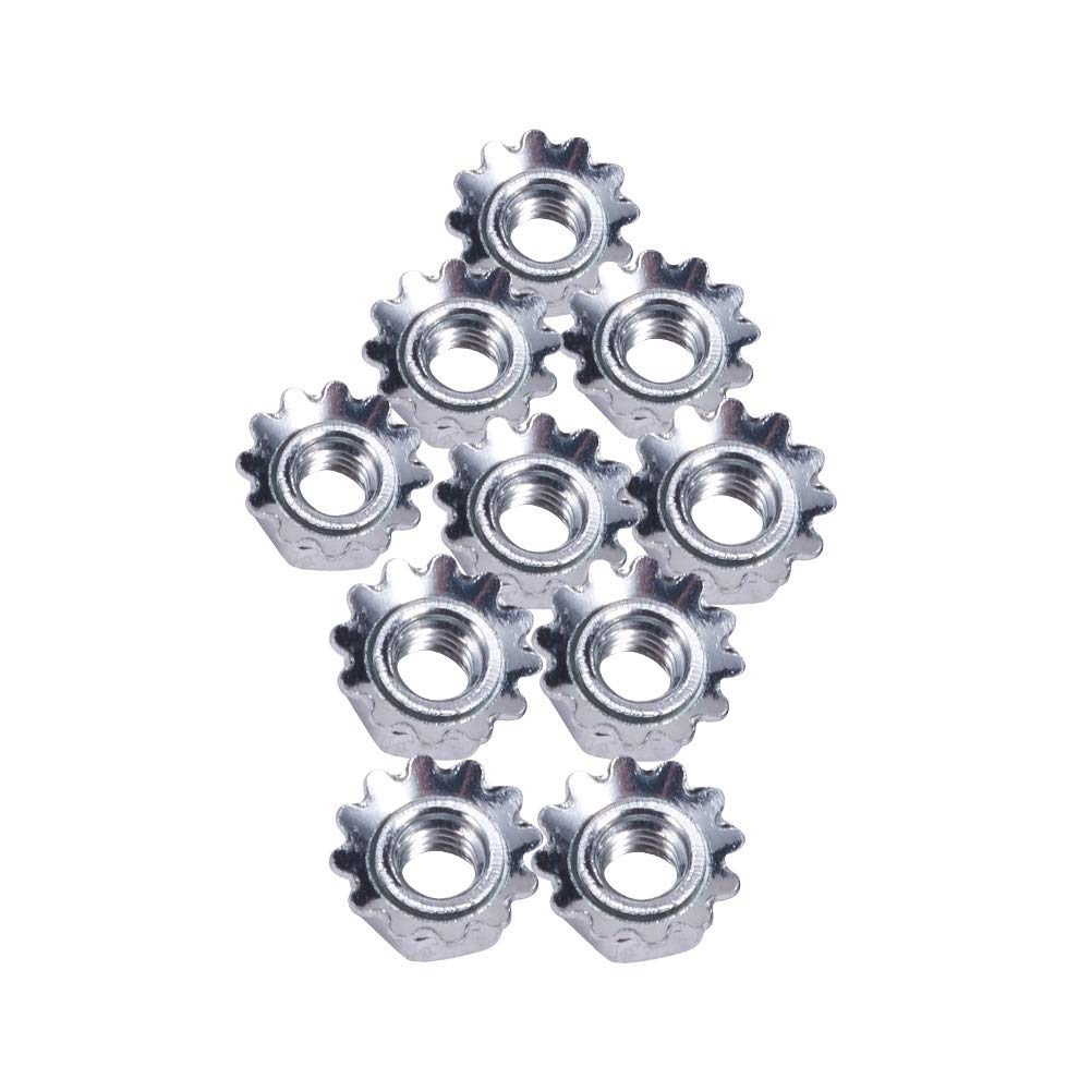 MroMax M3 K-Lock Nuts - Silver Zinc Plated Carbon Steel Keps Lock Nuts (10Pcs) - Durable Hardware Fasteners for Machinery, Furniture & Electrical Appliances | Perfect for DIY Projects, Automotive Repairs and Industrial Assembly