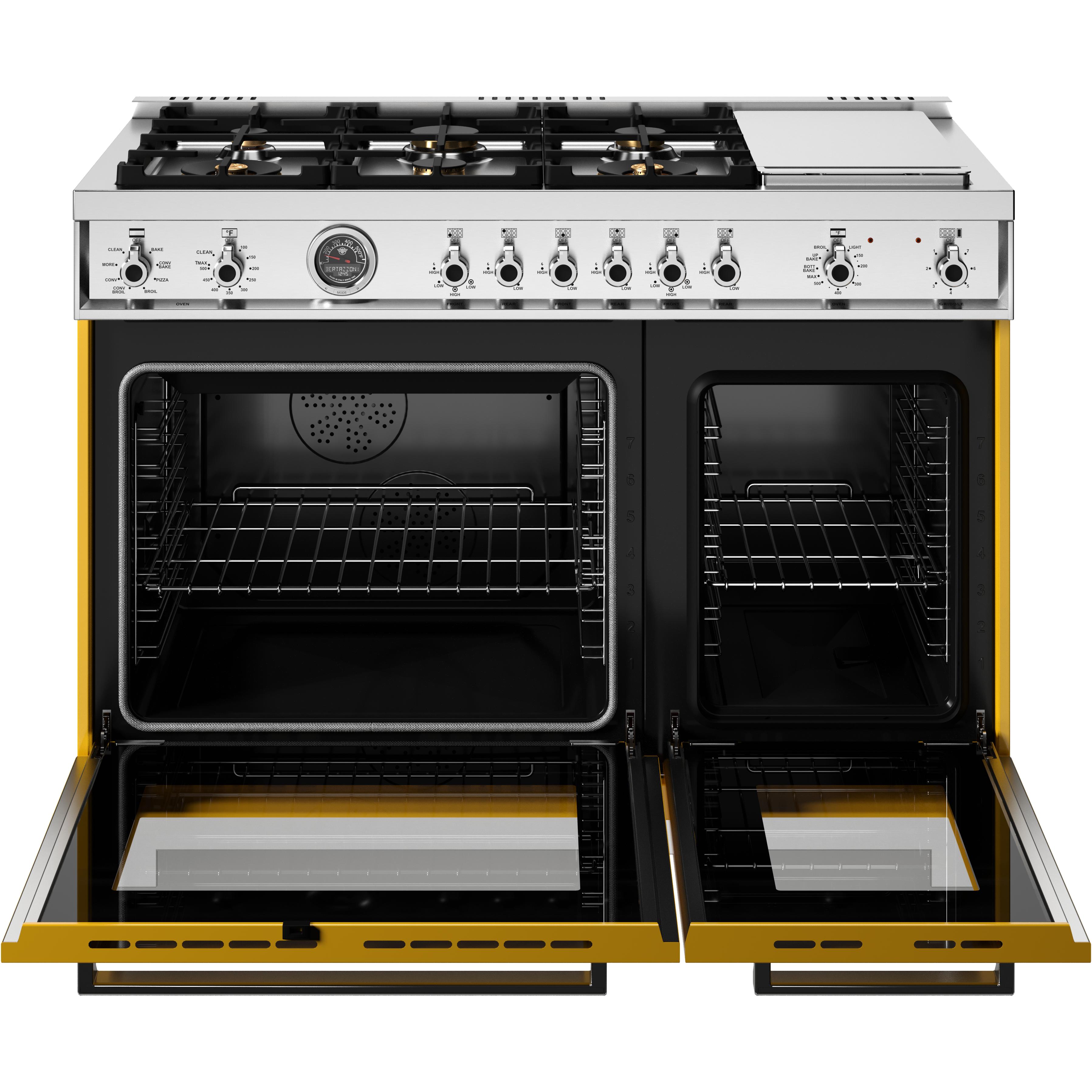 Bertazzoni PRO486BTFEPGIT 48-Inch Freestanding Dual Fuel Range - Professional Gas & Electric Oven for Home Chefs - Perfect for Gourmet Cooking & Entertaining