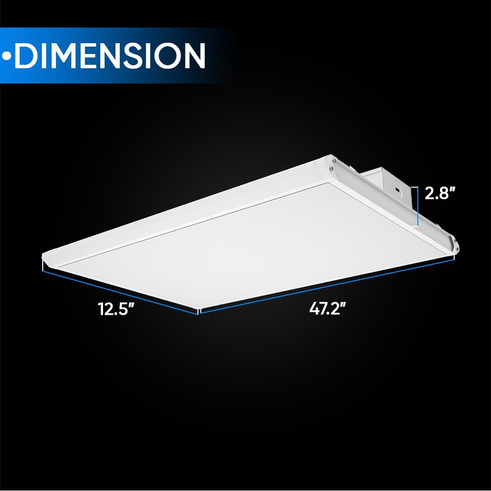 4FT Linear LED High Bay Light 165W/200W/225W Adjustable Wattage, 4000K/5000K/6500K CCT Selectable, 0-10V Dimming, 120-277V Wide Voltage, ETL & DLC 5.1 Certified - Perfect for Warehouses, Garages, and Industrial Lighting