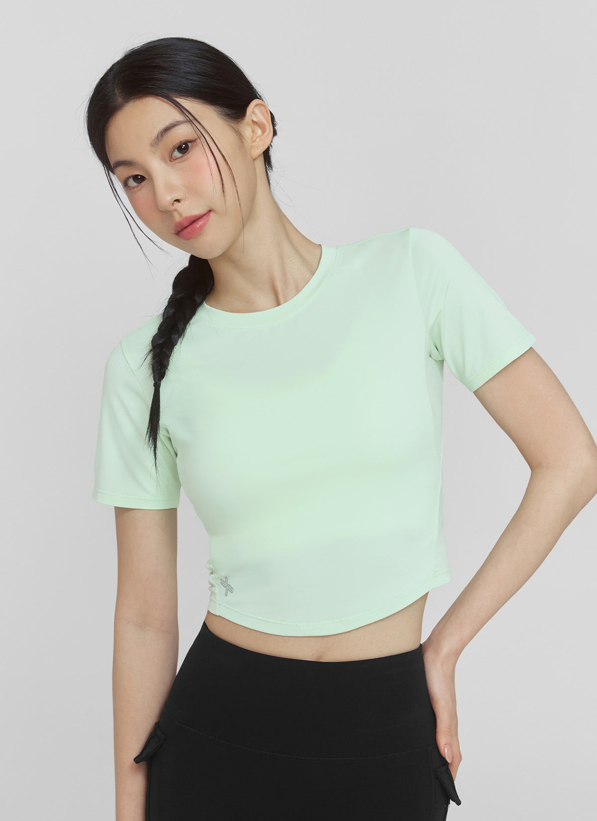 Ice Scent Crop Short Sleeve T-Shirt for Women - Breathable Summer Top for Yoga, Gym & Casual Wear