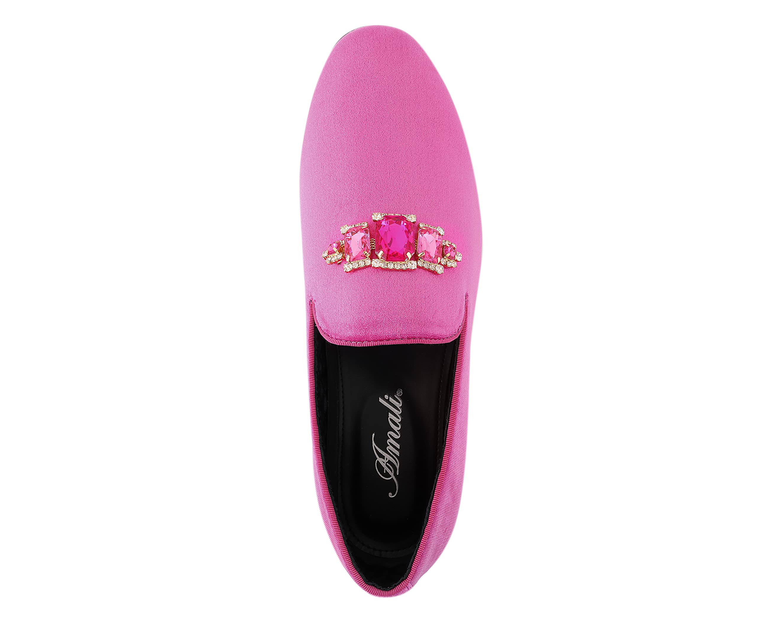 Amali Tiago Men's Faux Velvet Slip-On Loafers with Jeweled Bit & Matching Piping - Formal Tuxedo Dress Shoes for Weddings, Parties & Business Events