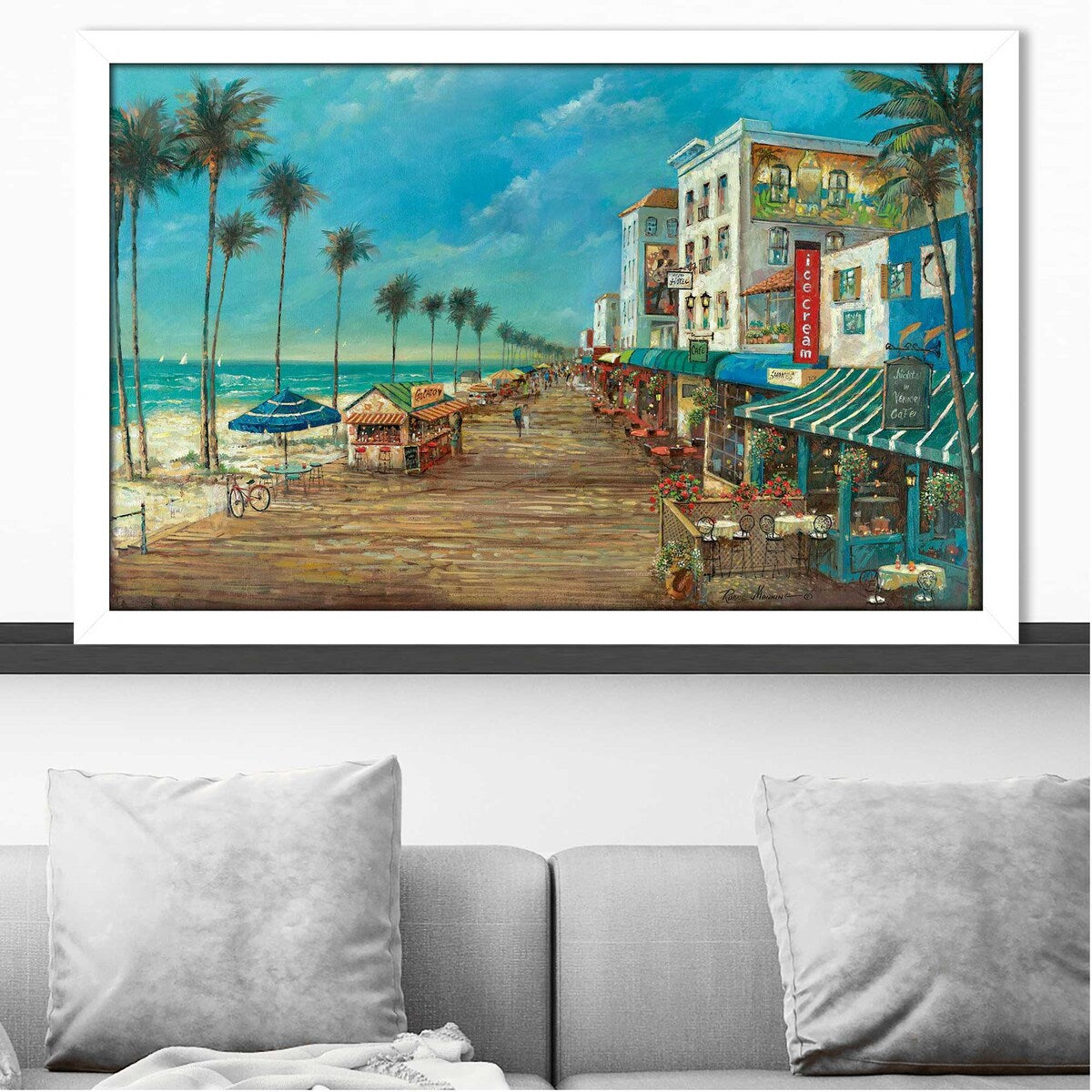Ruane Manning 'A Day On The Boardwalk' Acrylic Wall Art Print - Coastal Beach Decor for Living Room, Bedroom & Office