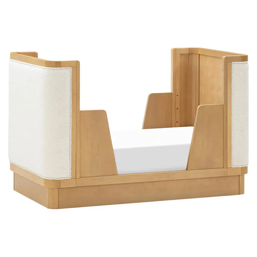 Babyletto Bondi Boucle 4-in-1 Convertible Crib in Honey with Ivory Boucle Fabric - Nursery Essential for Newborns, Toddlers & Kids Bedroom Decor