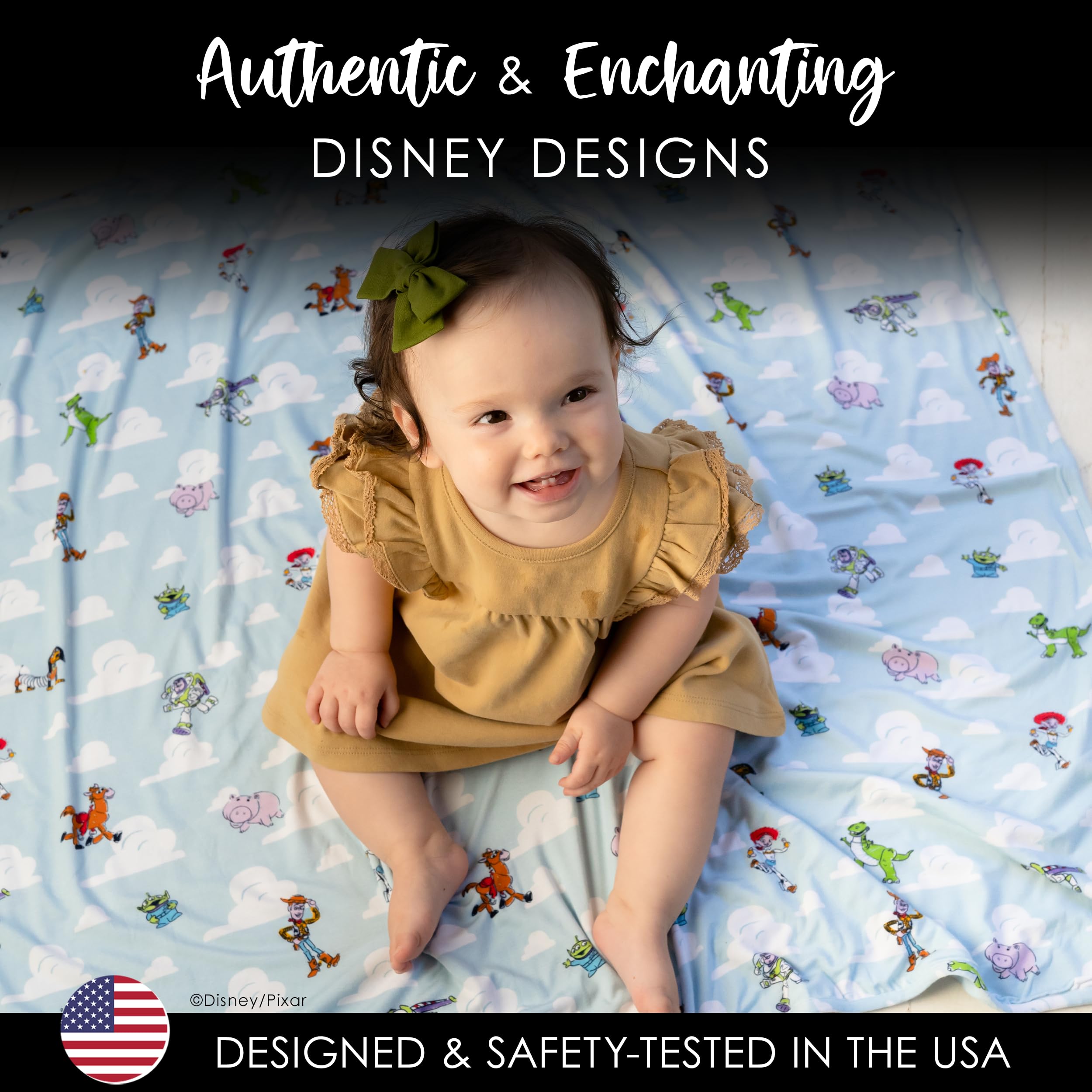 Disney Pixar Toy Story Baby Swaddle Blanket - Soft Receiving Security Blanket for Newborns, Infants & Toddlers - 34x34 Inch Gender Neutral Baby Shower Gift - Nursery Bedding, Playtime & Comfort Use