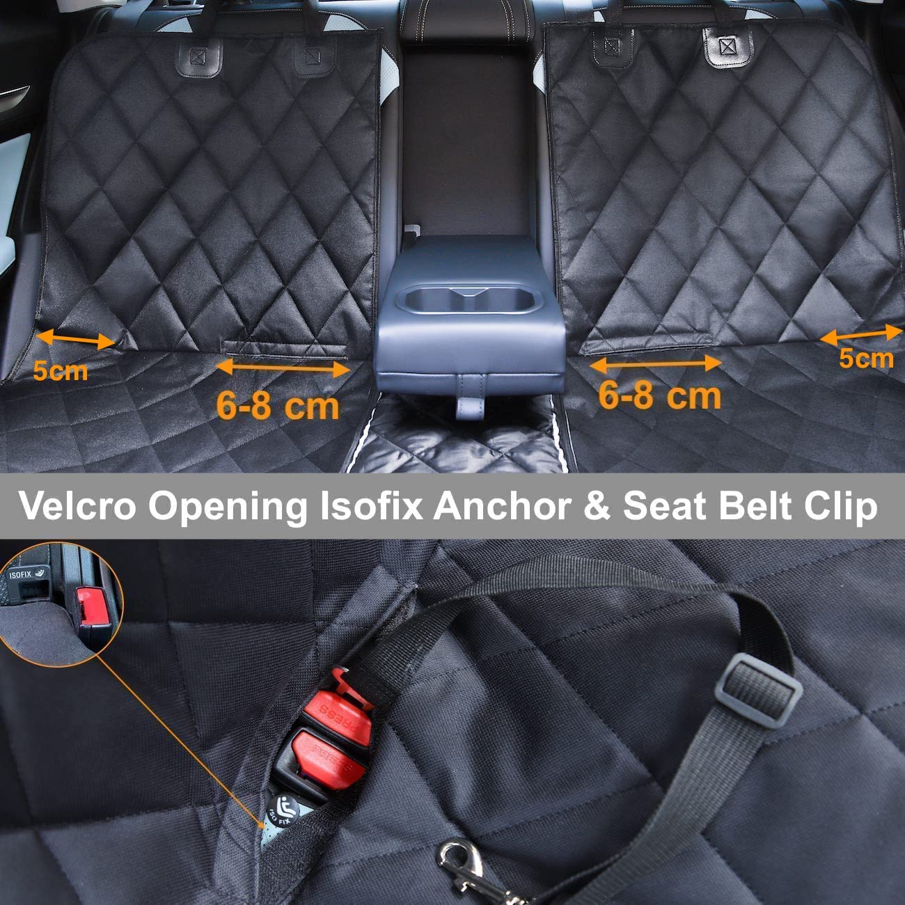 GoBuyer Universal Dog Car Seat Cover Protector - Non-Slip Pet Seat Liner for Back/Rear Seats with ISOFIX Compatibility & Velcro Openings | Perfect for SUV, Sedan, and Road Trips with Pets