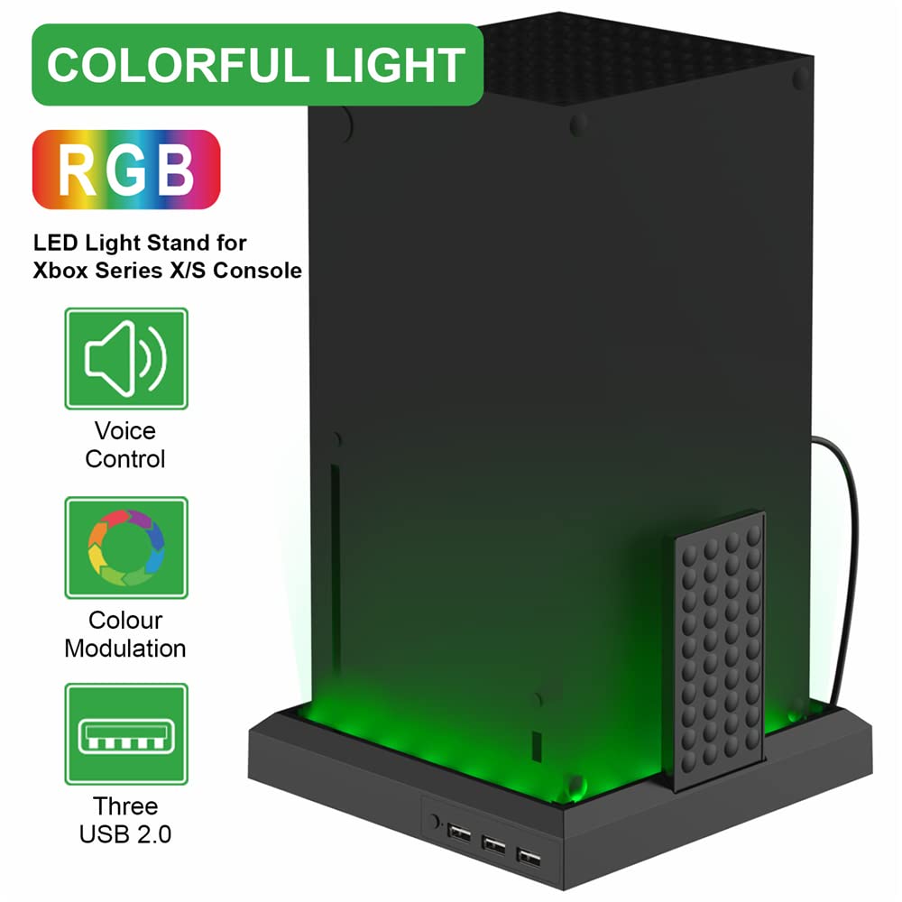 Vertical Stand Cooling Base for Xbox Series X/S Console - Multifunctional RGB Cooling Fan with Charging Dock & Controller Holder - Perfect for Gaming Setup & Accessories Organization
