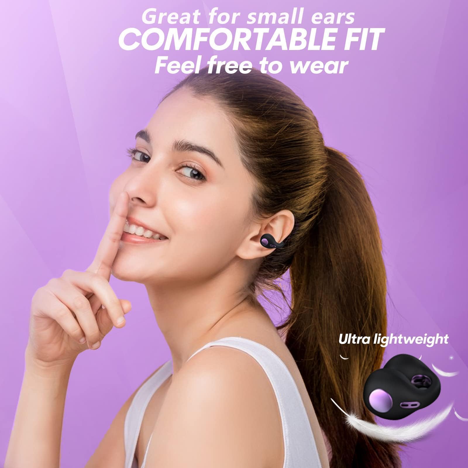 Wireless Bluetooth Bone Conduction Headphones - Open Ear Clip-On Sports Headset with HD Sound, Secure Fit for Running, Cycling & Workout - Sweatproof & Lightweight for All-Day Comfort