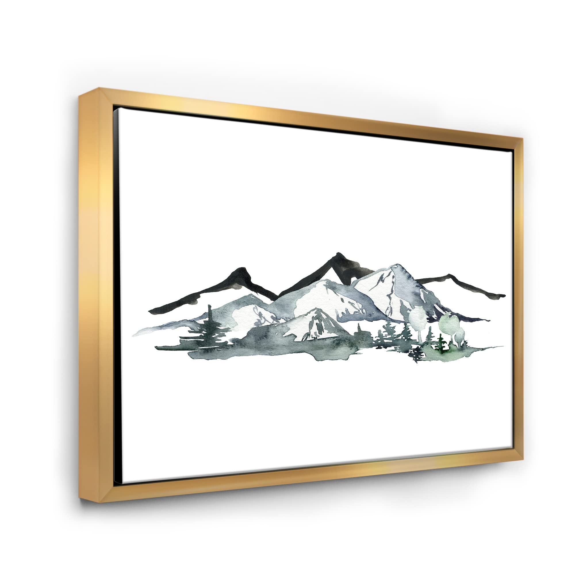 Minimalist Winter Mountains & Fir Forest Canvas Wall Art - Modern Framed Print for Living Room, Bedroom & Office Decor