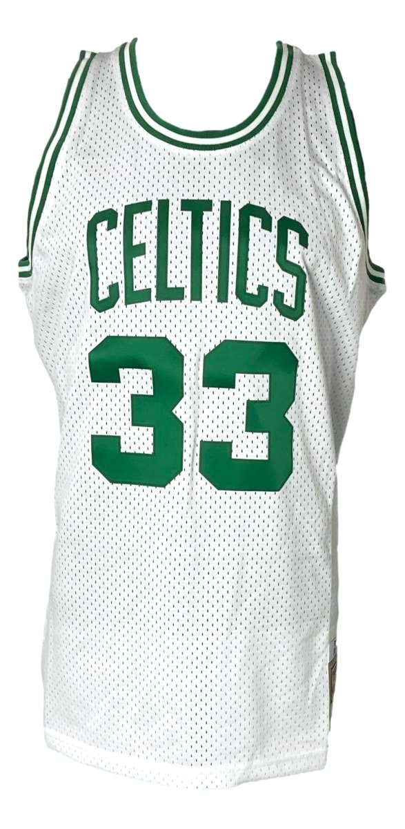 Larry Bird Autographed Boston Celtics White M&N Hardwood Classics Swingman Jersey - PSA Certified - Perfect for NBA Memorabilia Collection & Celtics Fan Gifts