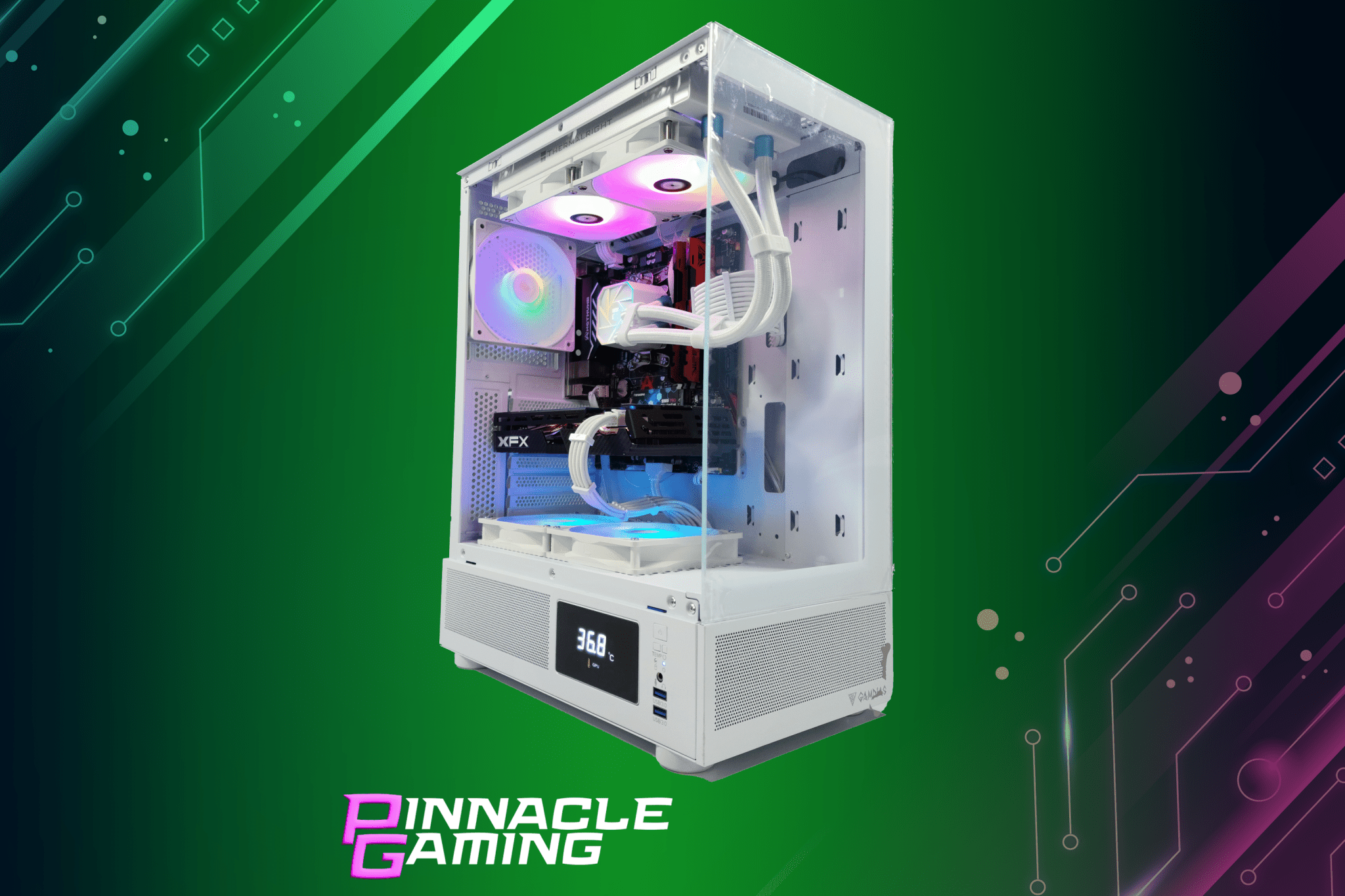 Custom Gaming PC with Water Cooling - AMD Ryzen 5, Intel ARC A580 GPU, 2TB SSD, 32GB DDR4 RAM, White Case - Perfect for 4K Gaming, Streaming & VR Experiences