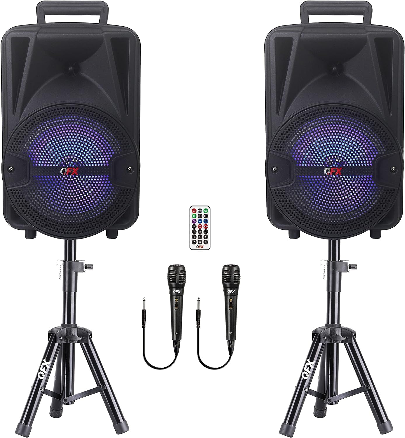 QFX PBX-800TWS 8-Inch TWS Bluetooth Stereo PA System with 2x8