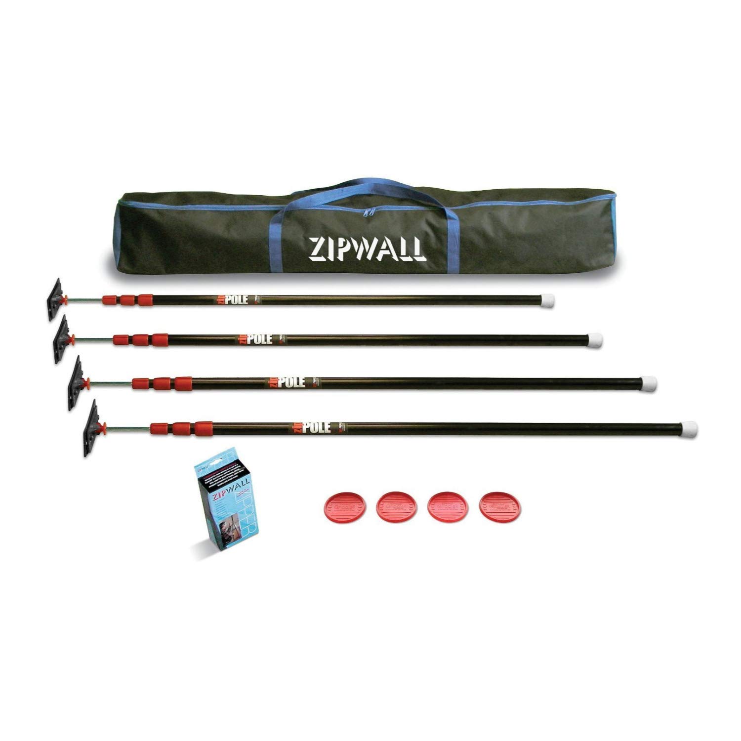 Zipwall 10-Ft ZipPole Dust Barrier System with 4 Plastic Sheets - Professional Drywall Dust Containment for Home Renovation & Construction Projects