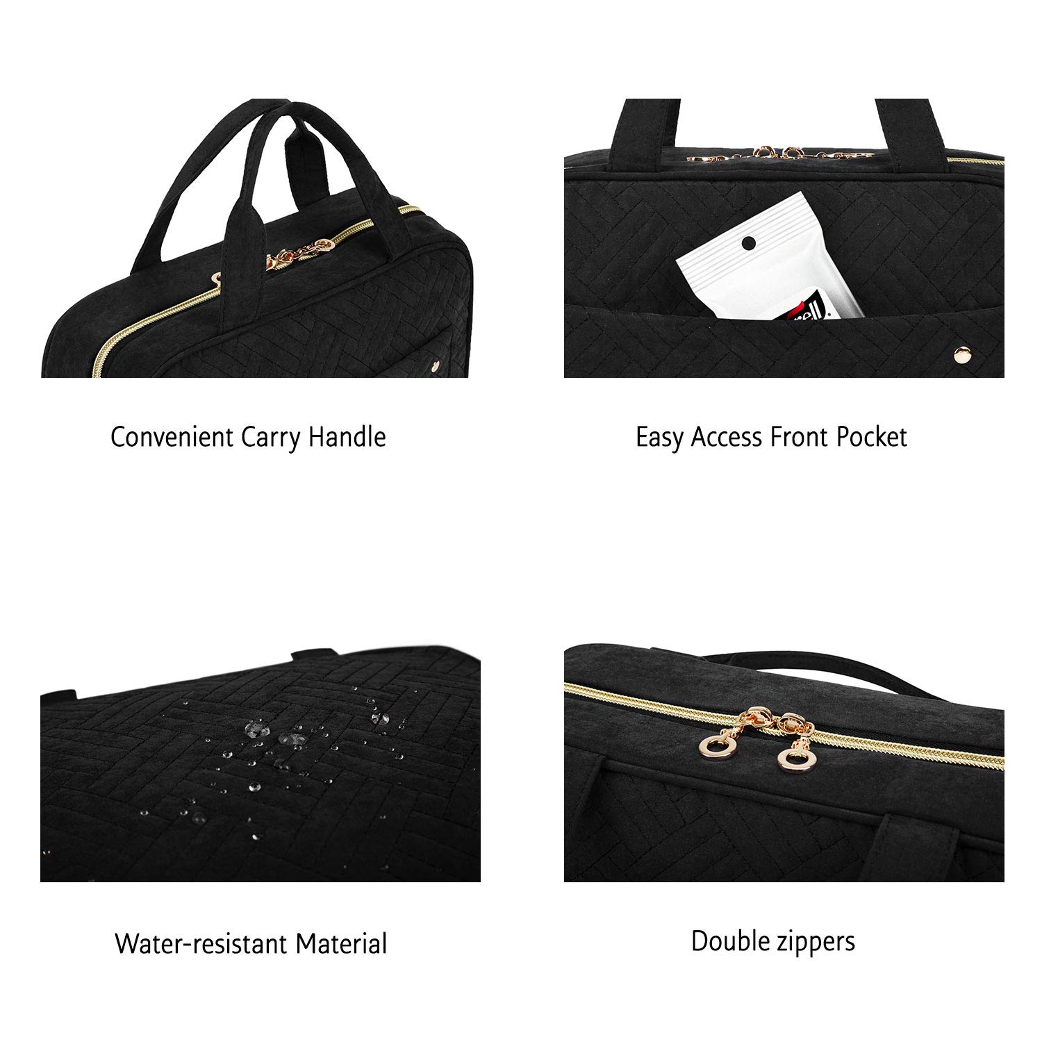 BAGSMART Large Water-resistant Hanging Toiletry Bag for Travel - Makeup Cosmetic Organizer with Hook, Fits Full-Sized Shampoo & Toiletries | Perfect for Vacation, Business Trips & Gym Essentials