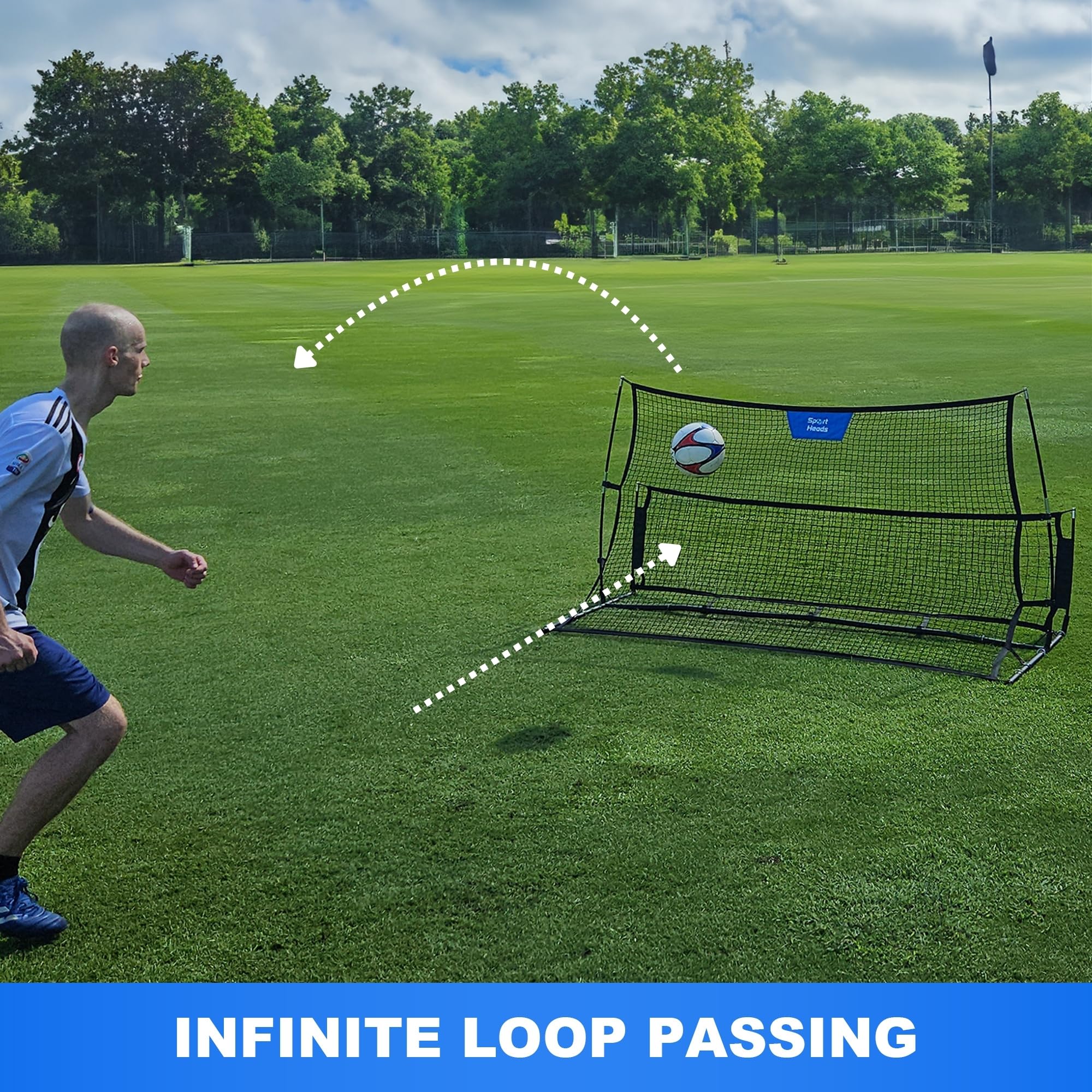 Portable Soccer Rebounder Trainer Net - 7ft x 4ft 2-in-1 Volleyball & Football Practice Equipment for Passing, Shooting & Solo Drills | Perfect for Backyard, Park & Indoor Soccer Training | Durable Outdoor Sports Gear for Kids & Adults