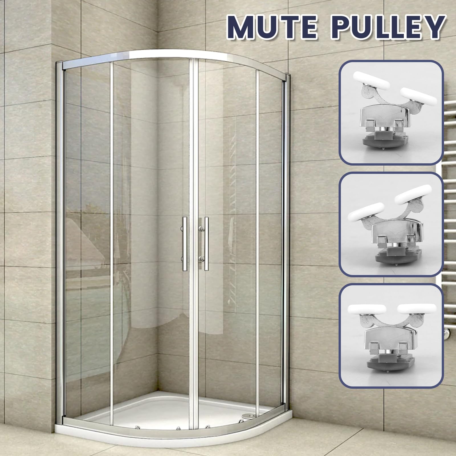 8Pcs 23mm Aluminum Alloy Shower Door Rollers - Top & Bottom Quiet Replacement Wheels with Anti-Collision Pads & Screws for 4-6mm Glass Shower Doors | Perfect for Bathroom Renovation & Smooth Sliding Door Operation
