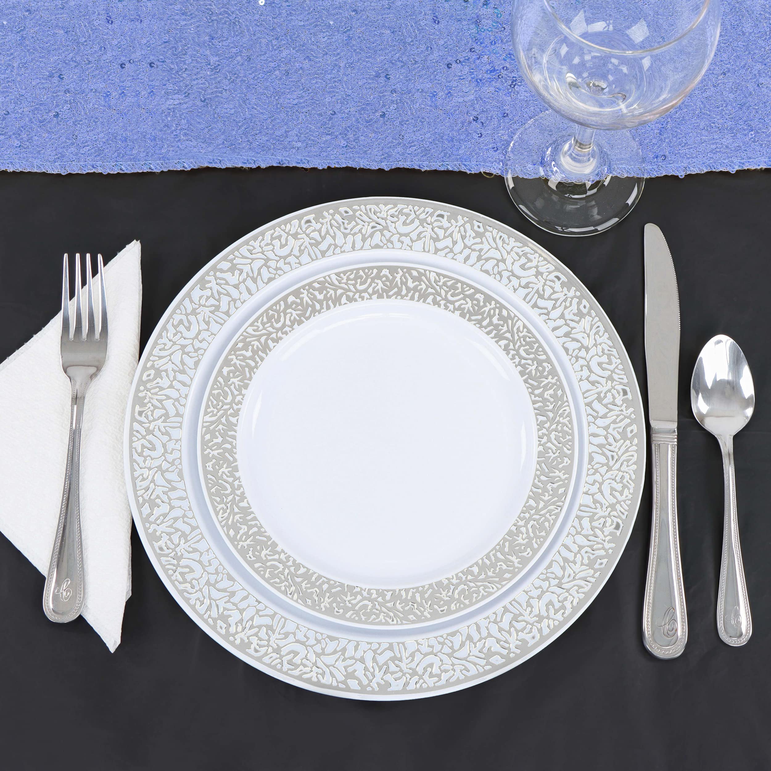 102-Piece Disposable Plastic Plates Set - 7.5