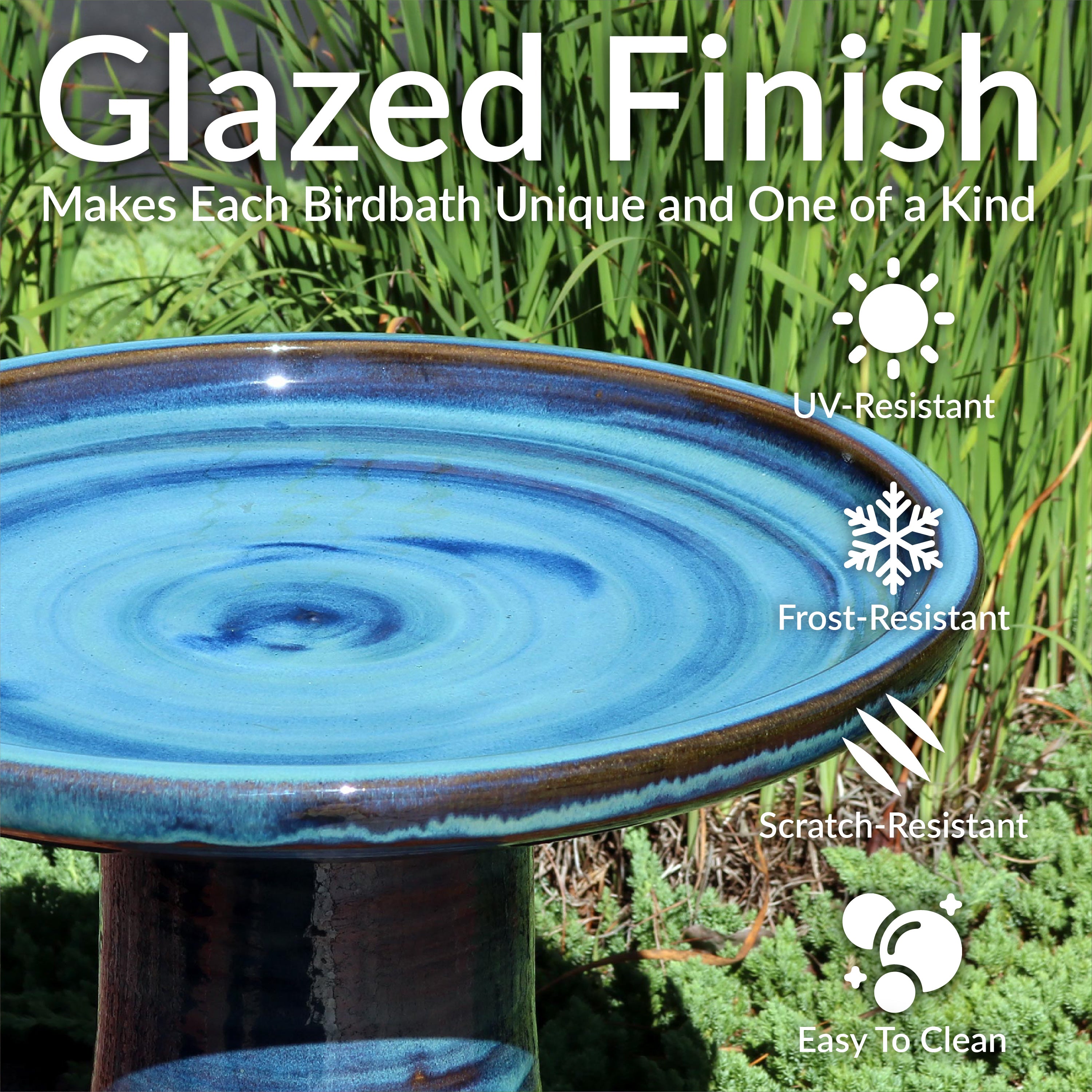 Sunnydaze Glazed Ceramic Duo Tone Outdoor Bird Bath - Garden Decor for Attracting Birds & Enhancing Outdoor Spaces