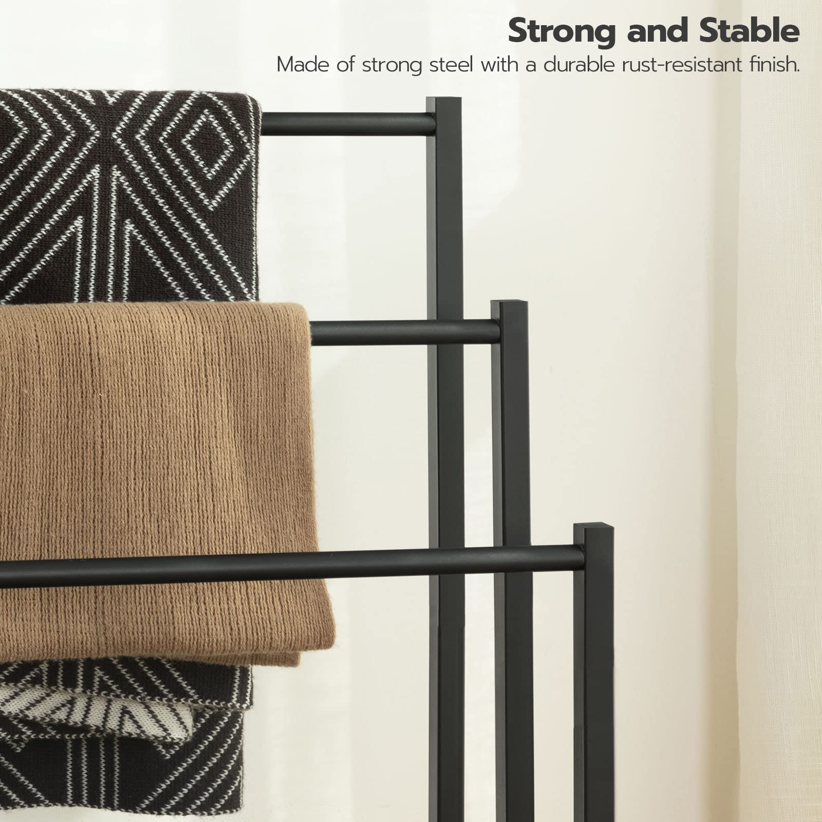 HOOBRO 3-Tier Free Standing Towel Rack & Blanket Holder - 16.9