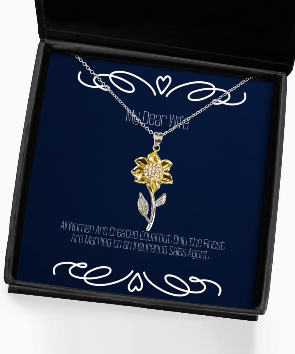 Funny Insurance Agent Wife Necklace - Sunflower Pendant Jewelry Gift for Women | Birthday, Anniversary & Holiday Present for Wife, Girlfriend or Mom