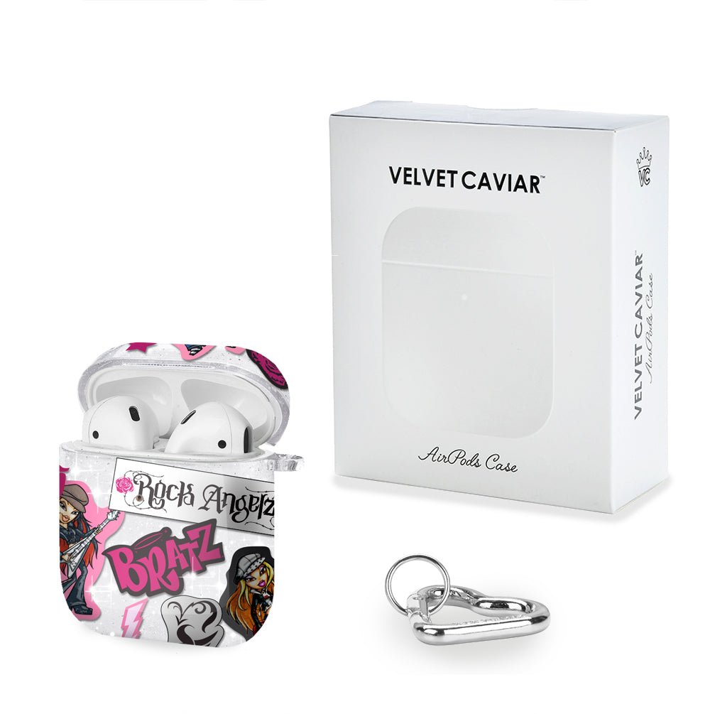 Bratz Rock Angelz Glitter AirPod Case for Apple AirPods 1/2/3 & Pro - Trendy Protective Cover with Sparkle Design - Perfect for Teens, Music Lovers & Fashion Accessories