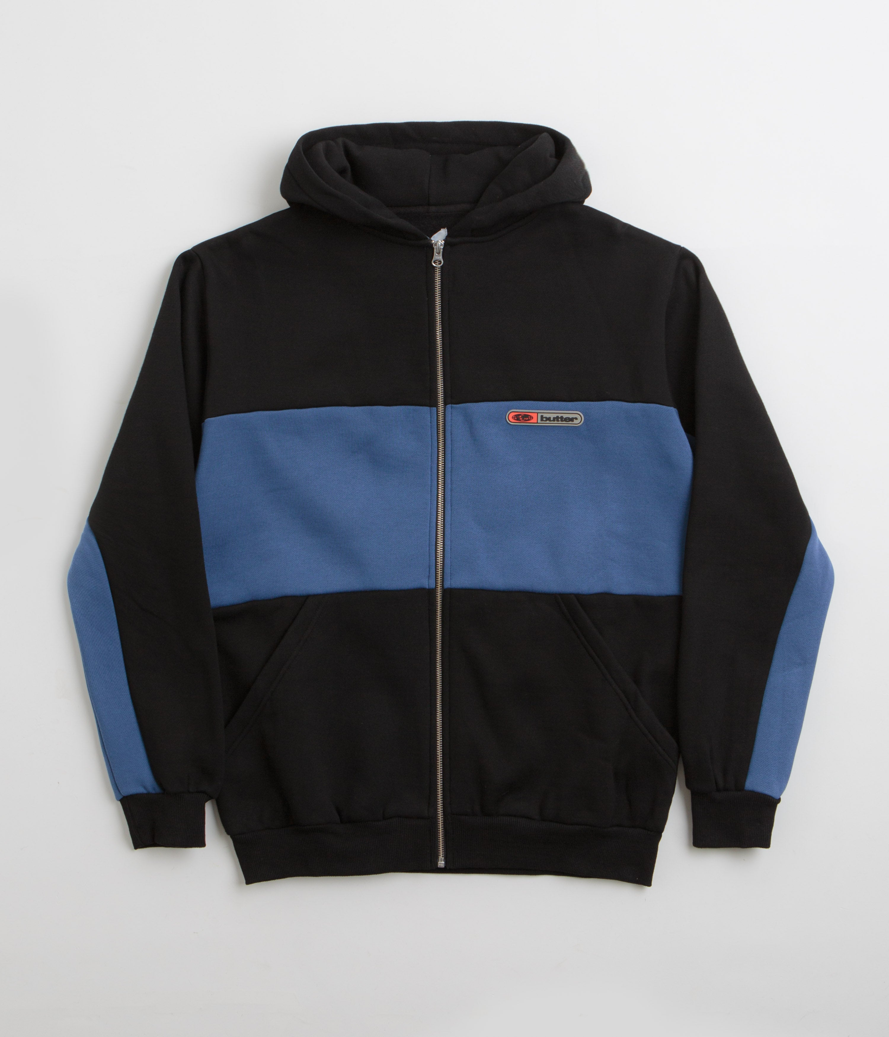 Butter Goods Panel Zip Thru Hoodie - Black | Stylish Streetwear for Men & Women | Perfect for Casual Outfits, Gym, and Outdoor Activities