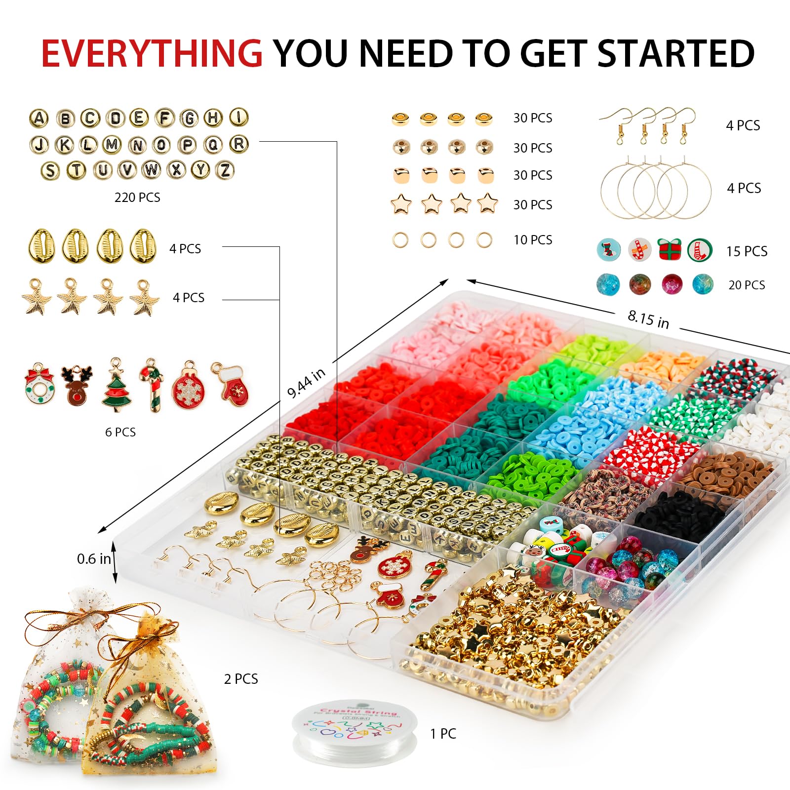 Dowsabel 6000 Pcs Clay Beads Bracelet Making Kit for Kids & Beginners - DIY Jewelry Making Crafts with Charms, Arts & Crafts Kit for Ages 6-13 - Perfect for Birthday Gifts, Party Favors & Creative Play