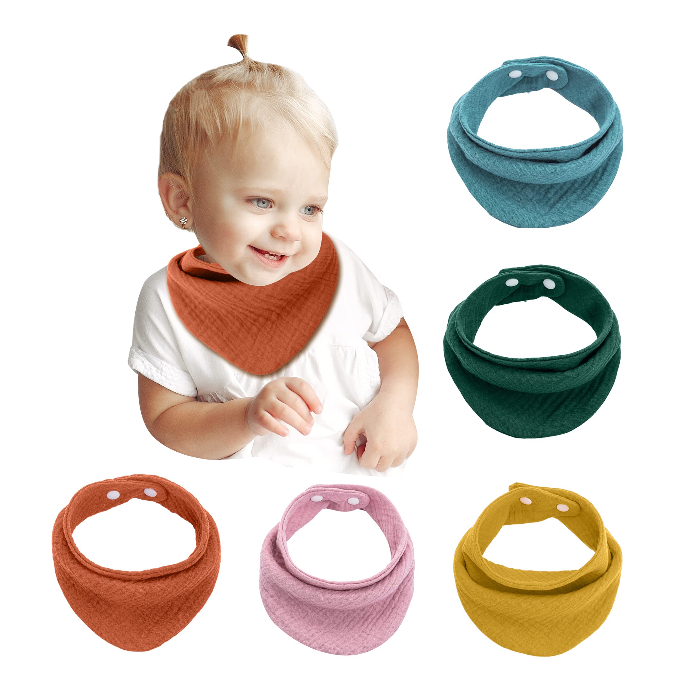 **Soft Muslin Cotton Baby Bandana Drooling Bibs Set - Unisex Teething Bibs for Newborn, Toddler, Boys & Girls - Perfect for Feeding, Teething & Messy Play**