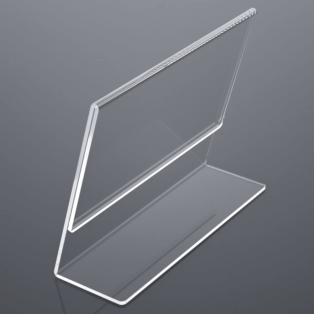 NIUBEE 12 Pack Clear Acrylic Sign Holders 8.5x11 Inches - Horizontal Slant Back Plastic Frames for Flyers, Menus, Documents - Perfect for Office, Store, Restaurant & Retail Displays (Landscape Orientation)
