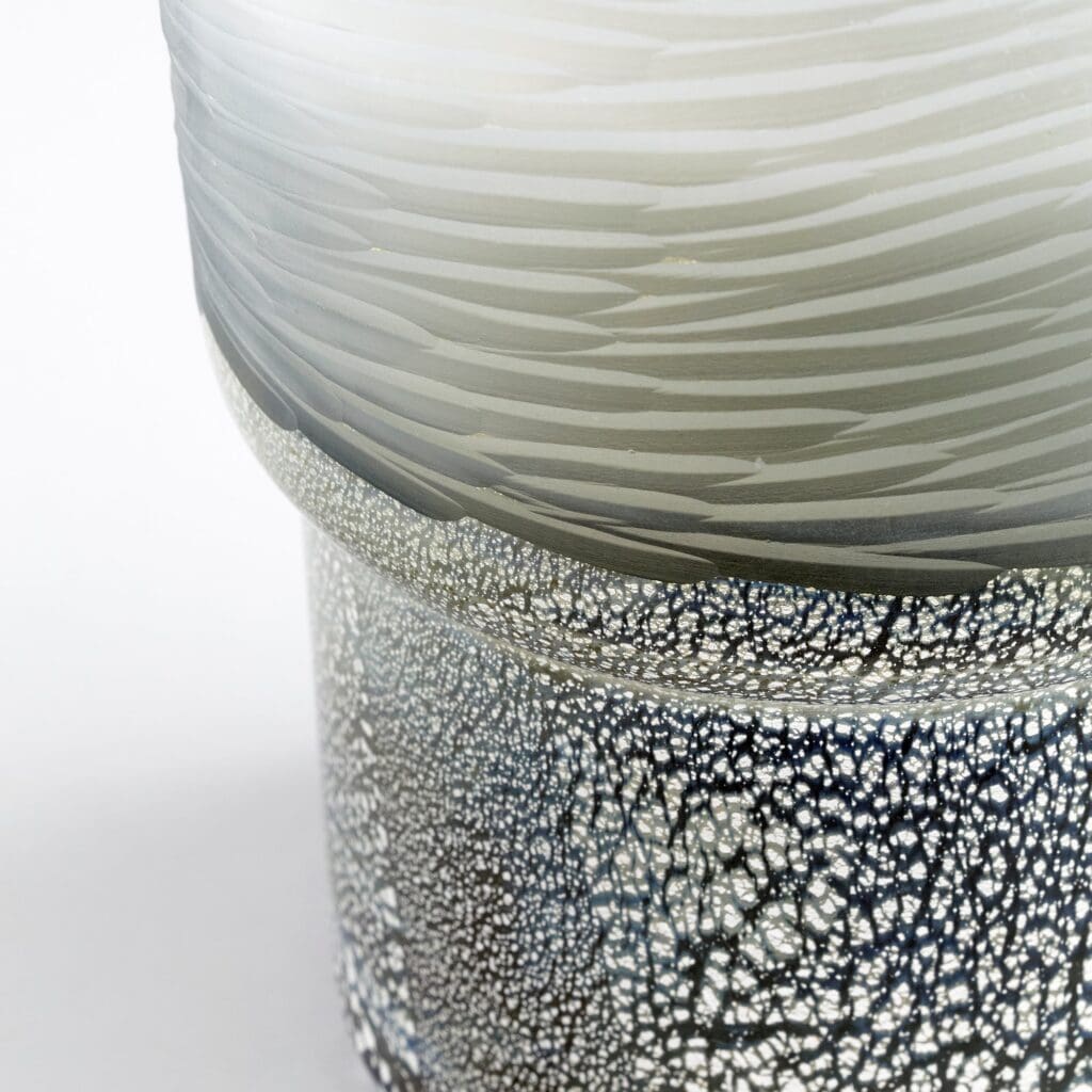 Cyan Design 11096 Canyonland Vase - Clear Glass with Gilded Silver Accents, Squat Decorative Vase for Home Decor, Centerpiece, Wedding, and Tabletop Display